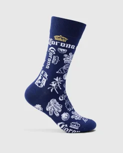 Socks*FOOT-IES Corona Outline Organic Cotton Socks Navy