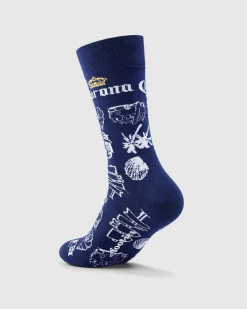 Socks*FOOT-IES Corona Outline Organic Cotton Socks Navy