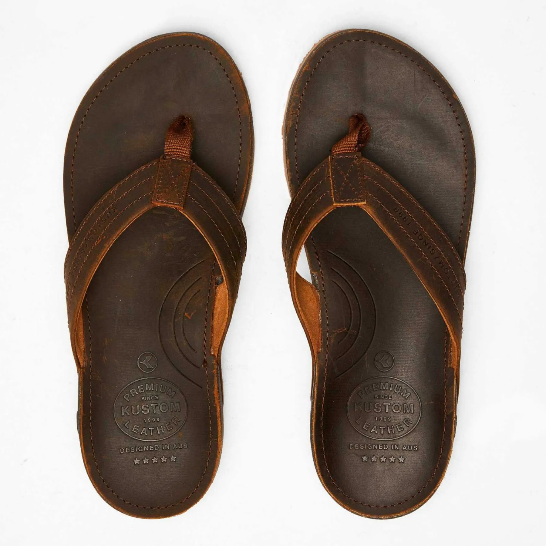 Flip Flops & Sandals*Kustom Cruiser Leather Sandals Leather Brow