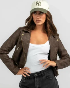 Clearance Davidson Faux Leather Jacket Women Jackets & Coats