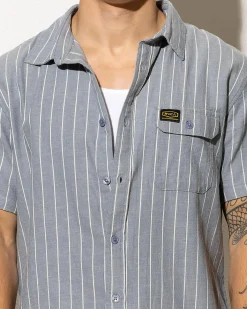 Tops & T-Shirts*RVCA Dayshift Stripe II Short Sleeve Shirt Chambray
