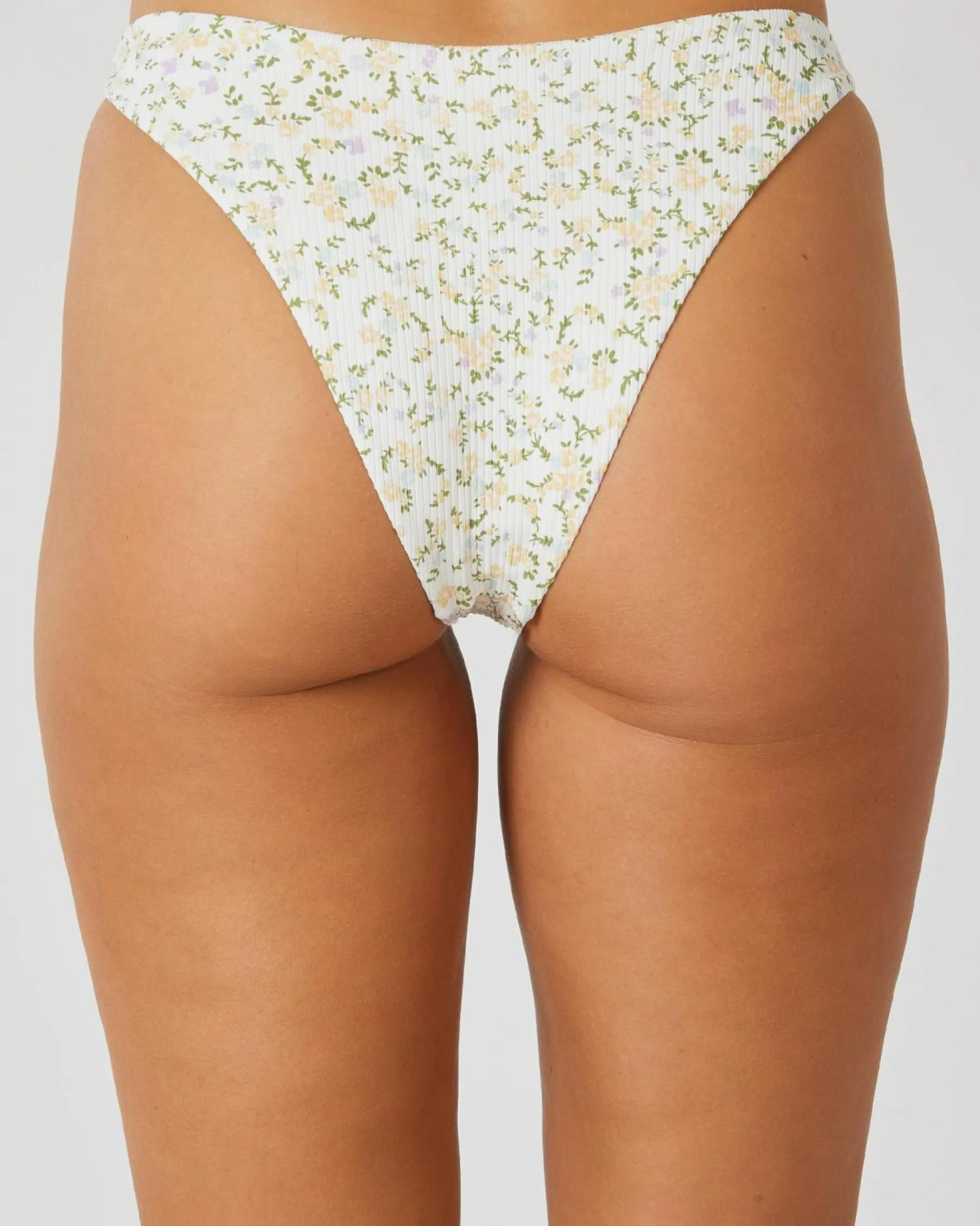 Bikinis*RVCA Ditsy Rib Medium French Bikini Bottom Whisper White