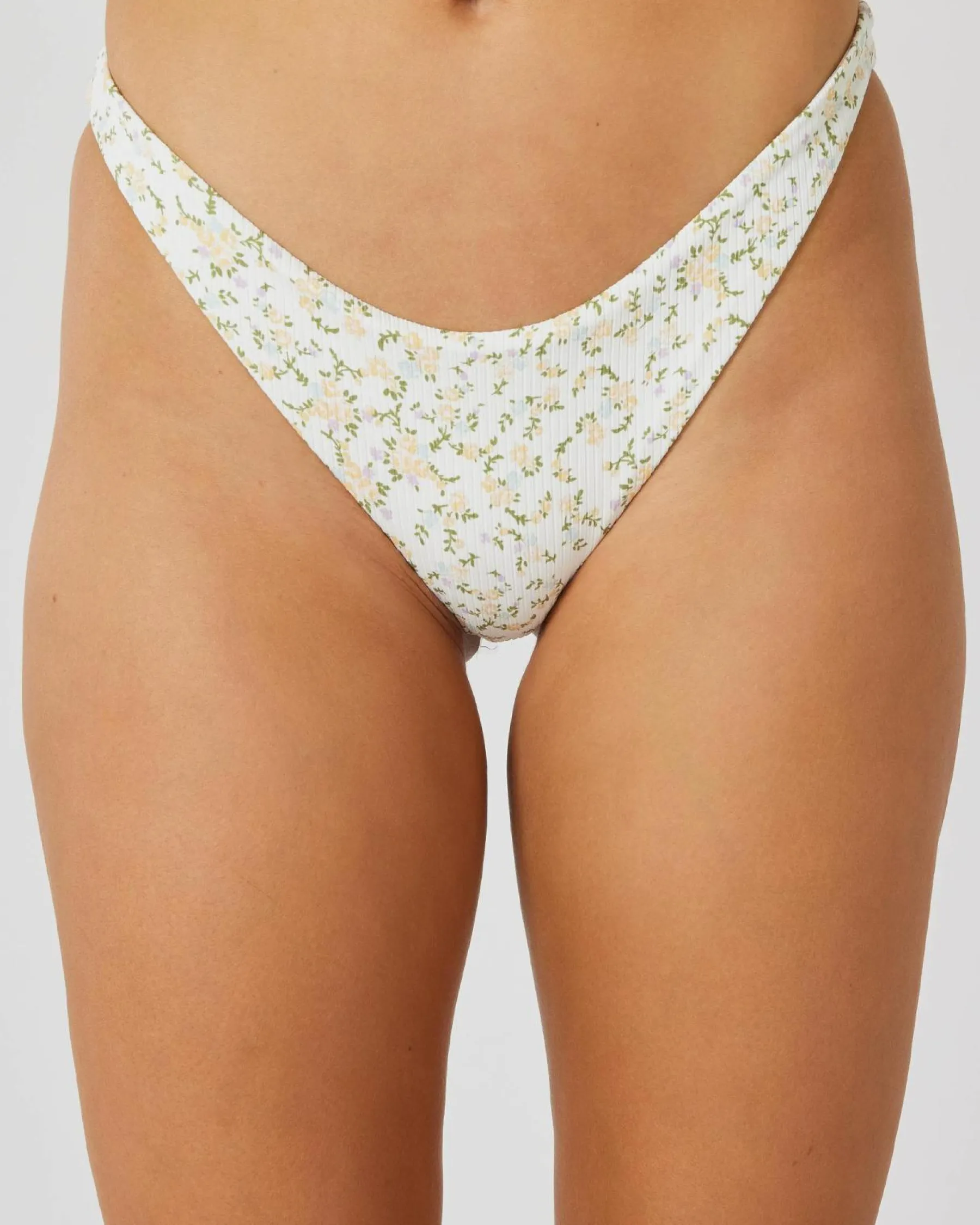 Bikinis*RVCA Ditsy Rib Medium French Bikini Bottom Whisper White