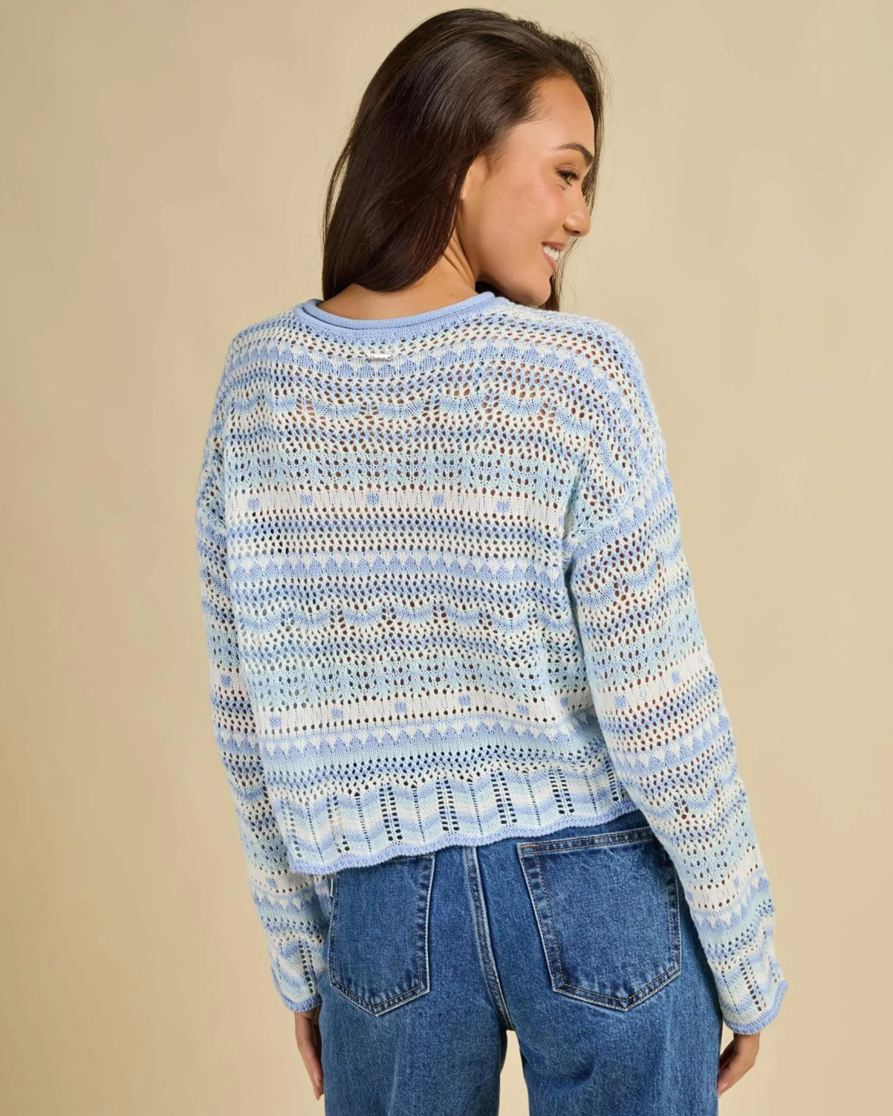 Knitwear|Jumpers & Hoodies*Mooloola Dream Catcher Crochet Jumper Light Blue
