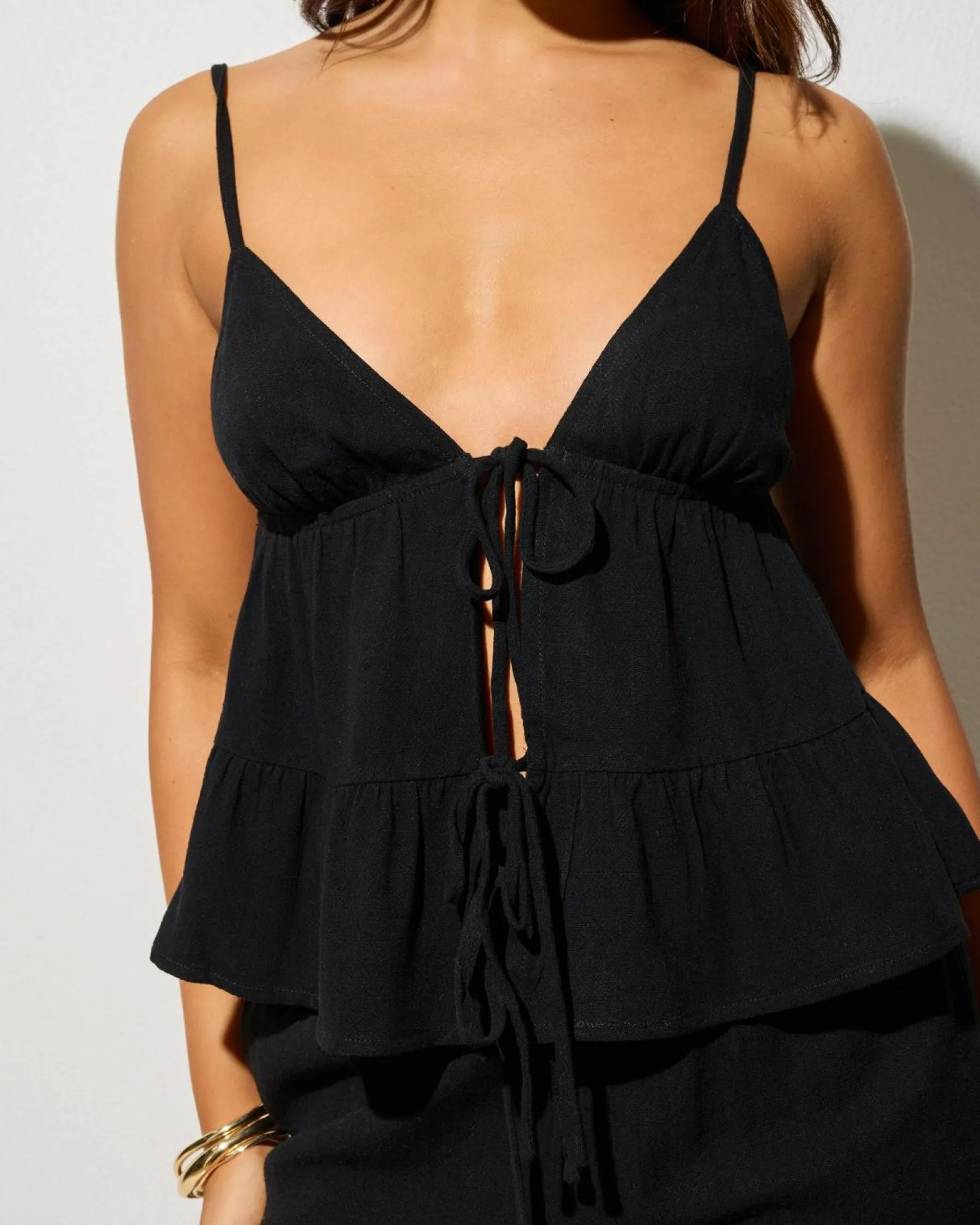 Sets|Linen Blend*Mooloola Elia Dallis Top Black