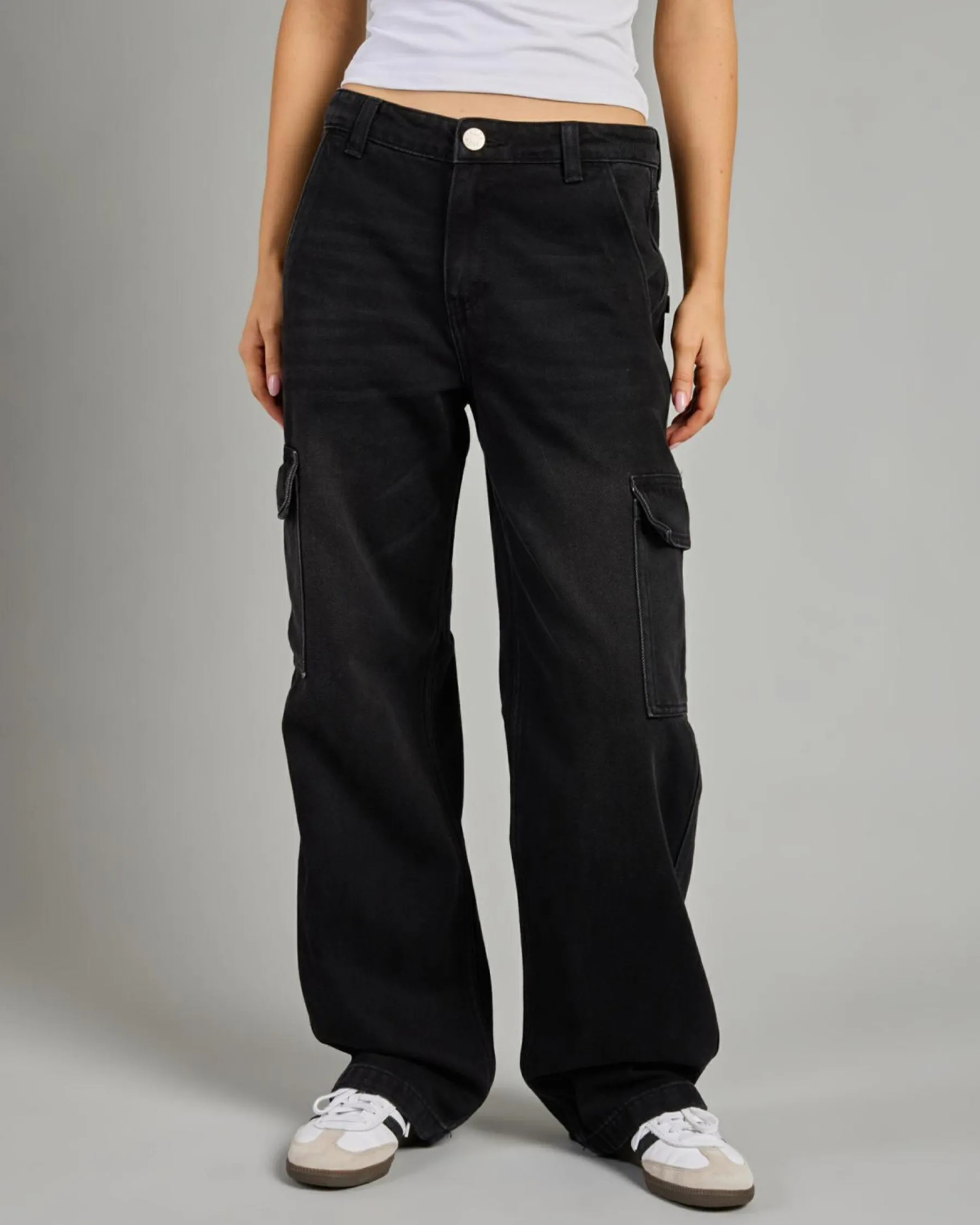 Denim|Bottoms*DESU Elkie Cargo Jeans Washed Black