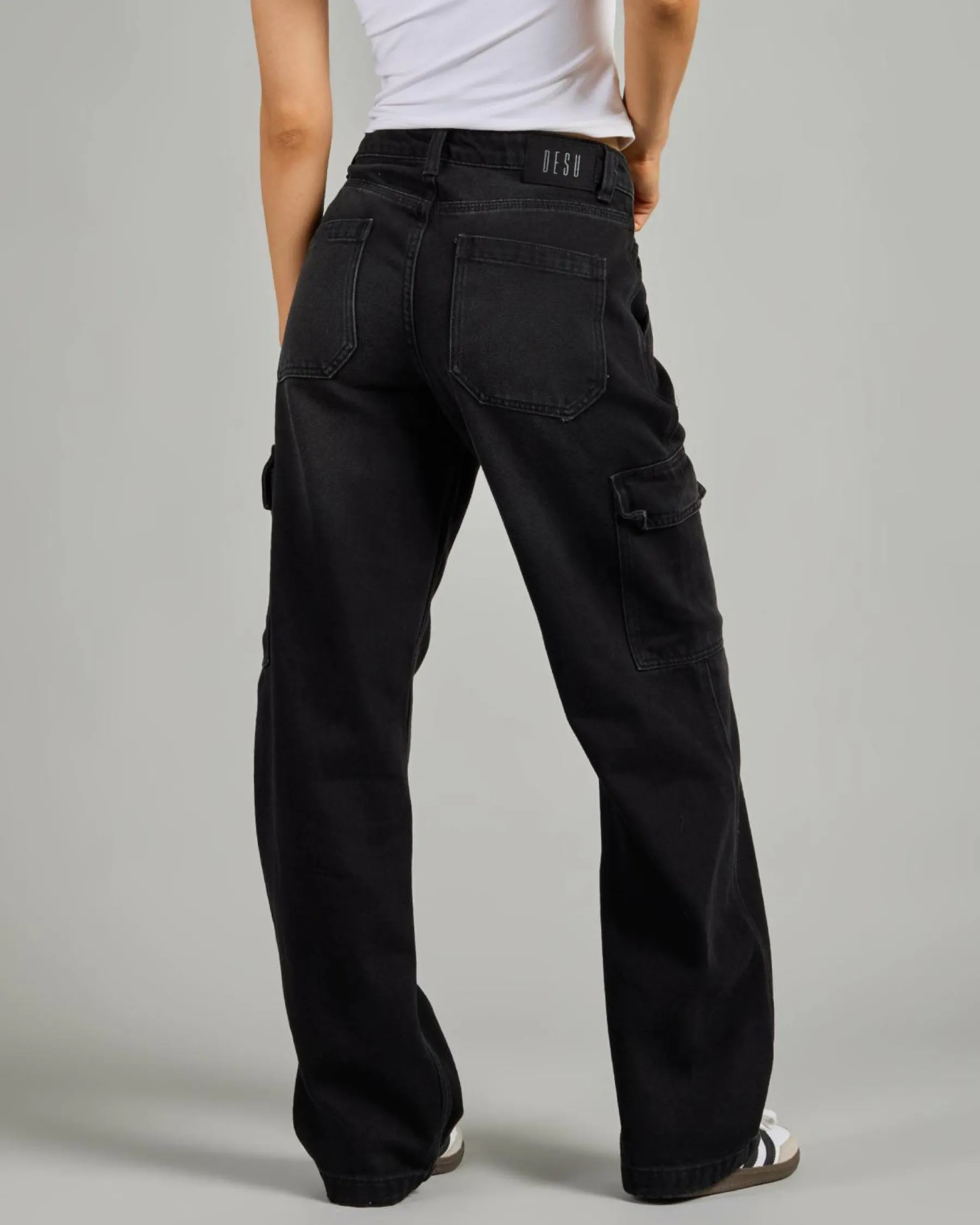 Denim|Bottoms*DESU Elkie Cargo Jeans Washed Black