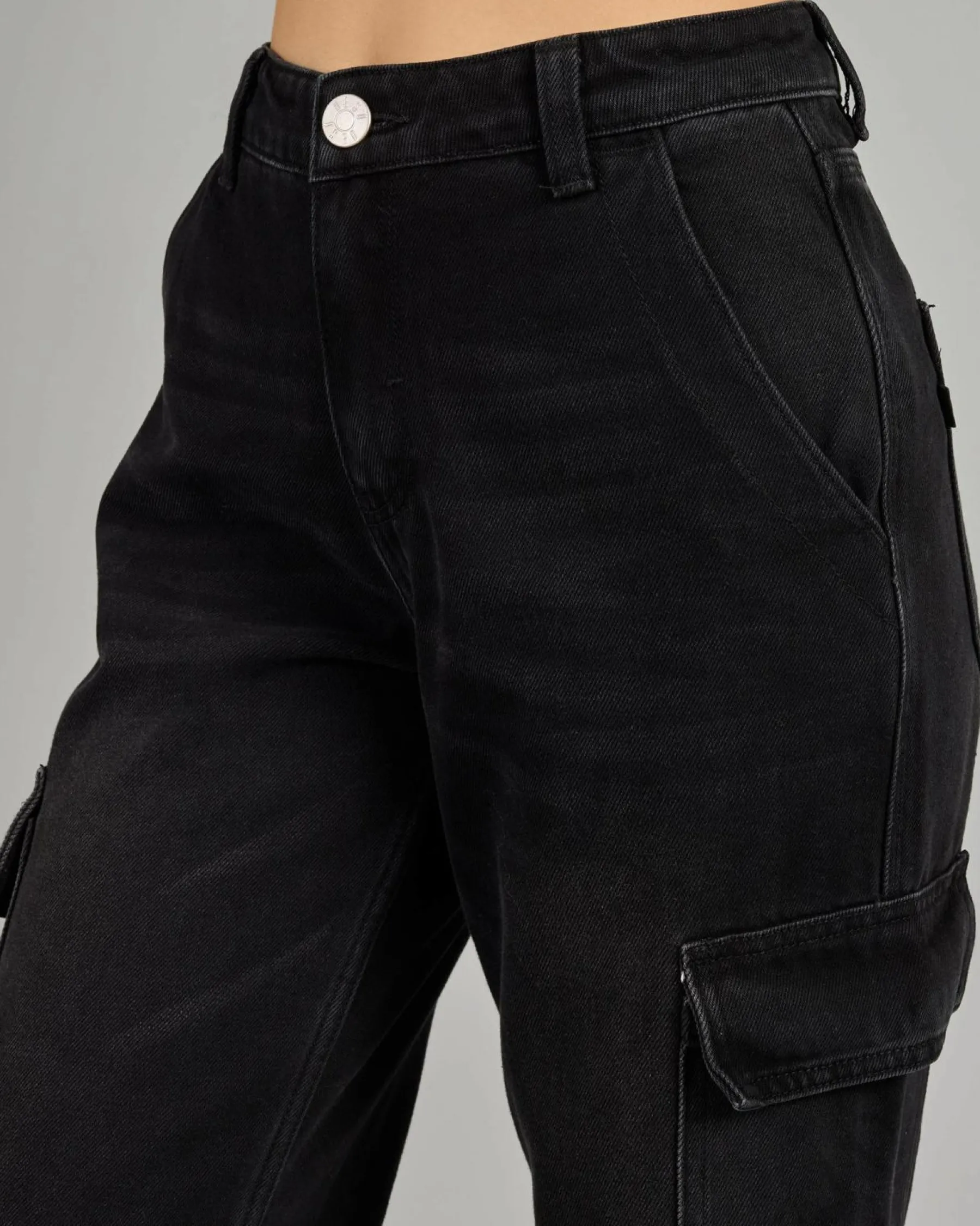 Denim|Bottoms*DESU Elkie Cargo Jeans Washed Black