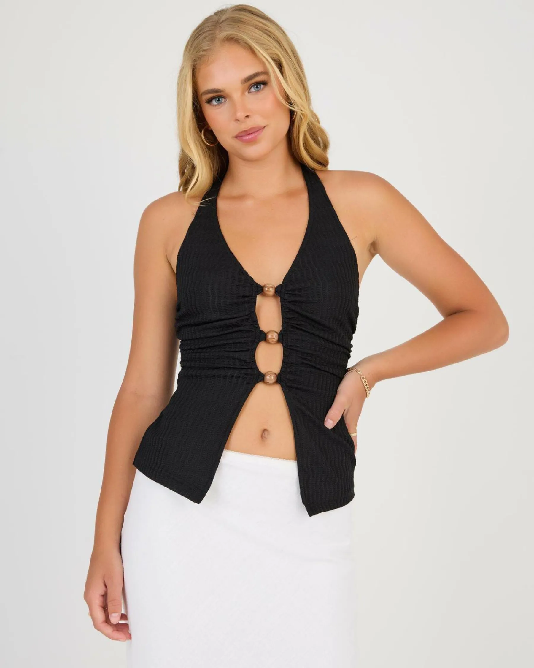 Tops*Mooloola Elle Cabo Halter Top Black