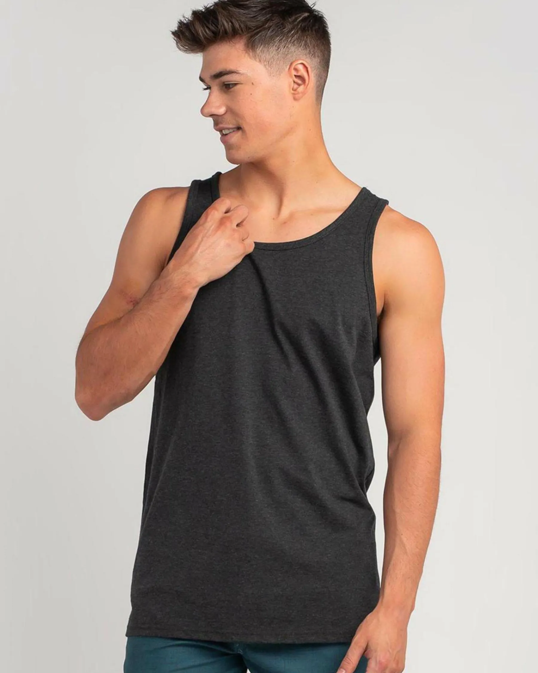 Tops & T-Shirts*Lucid Essential Singlet Char Marle