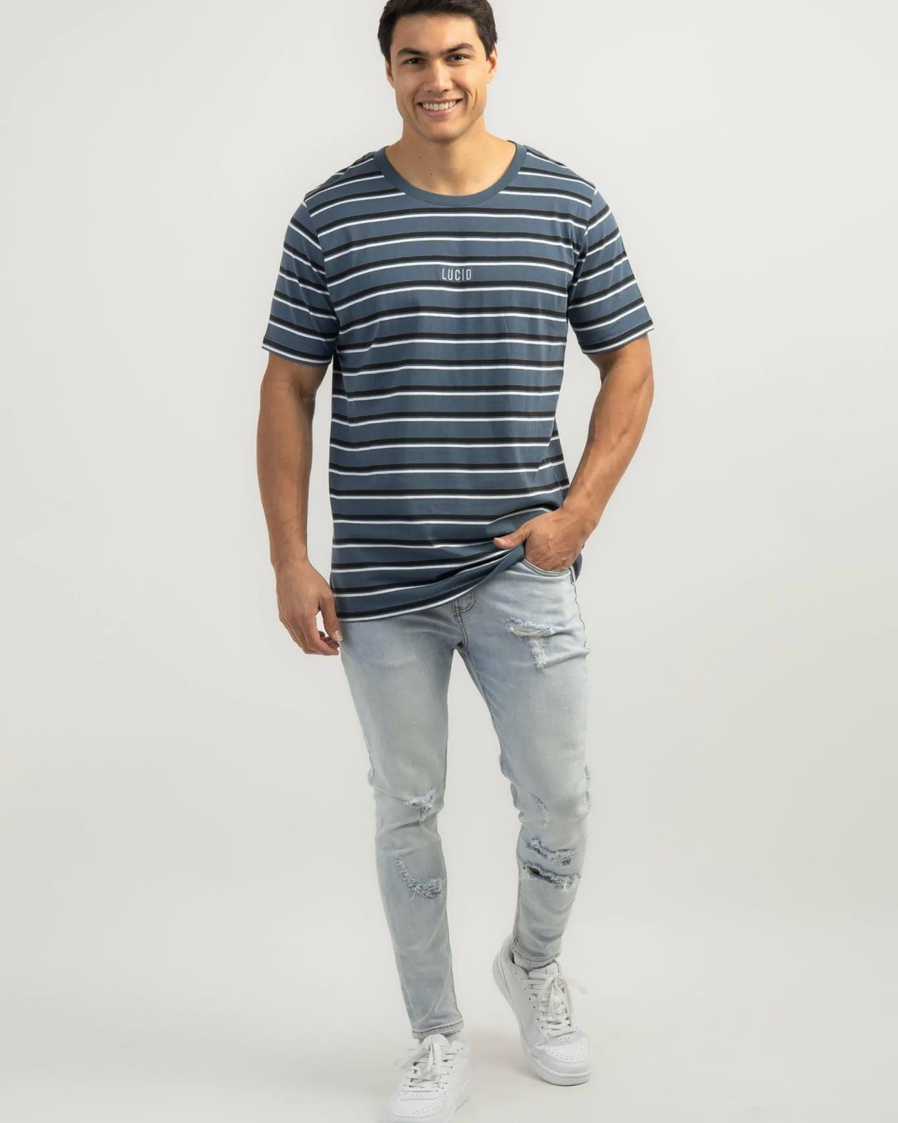 Tops & T-Shirts*Lucid Essential Stripe T-Shirt Slate