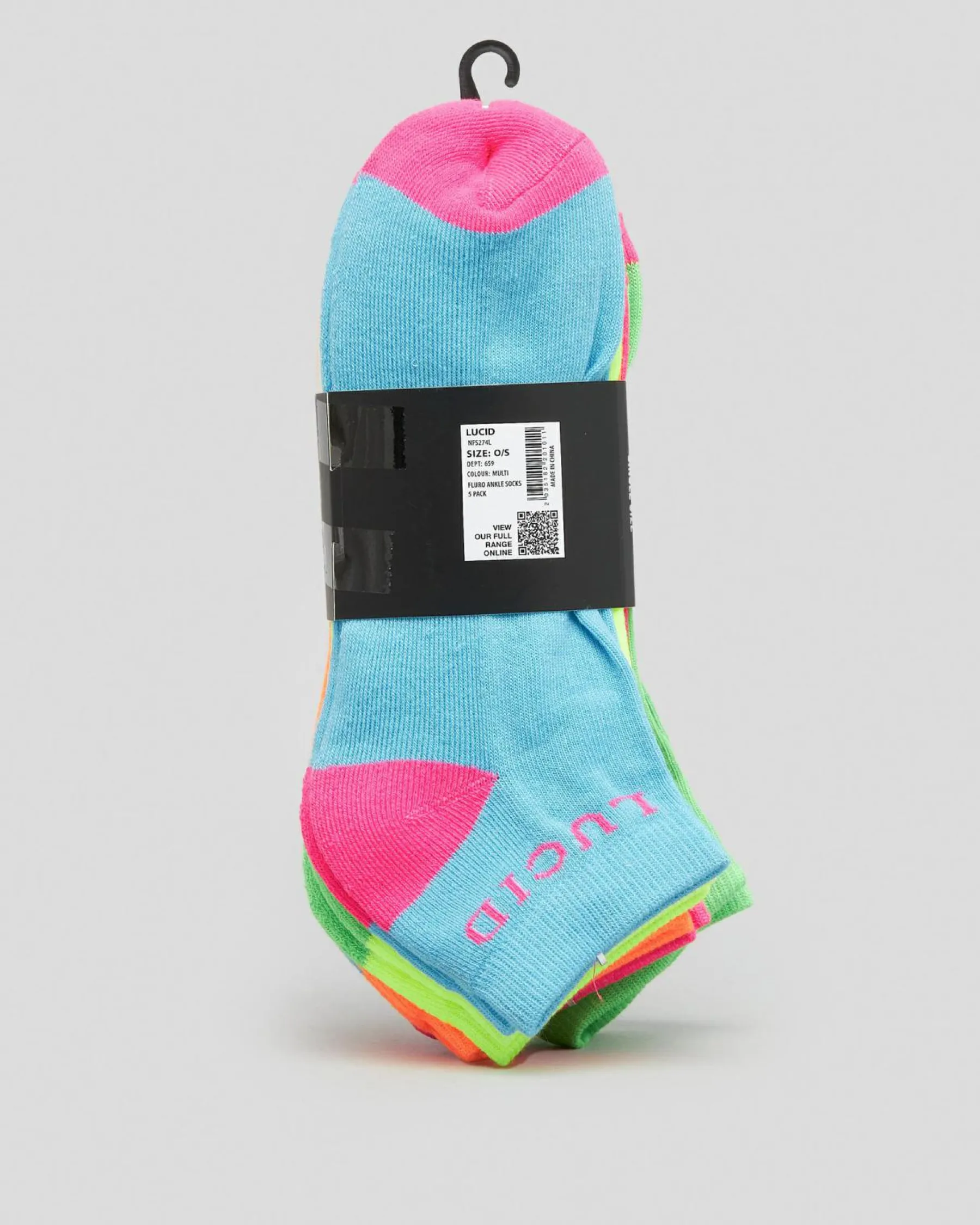 New Fluro Ankle Socks 5 Pack Socks