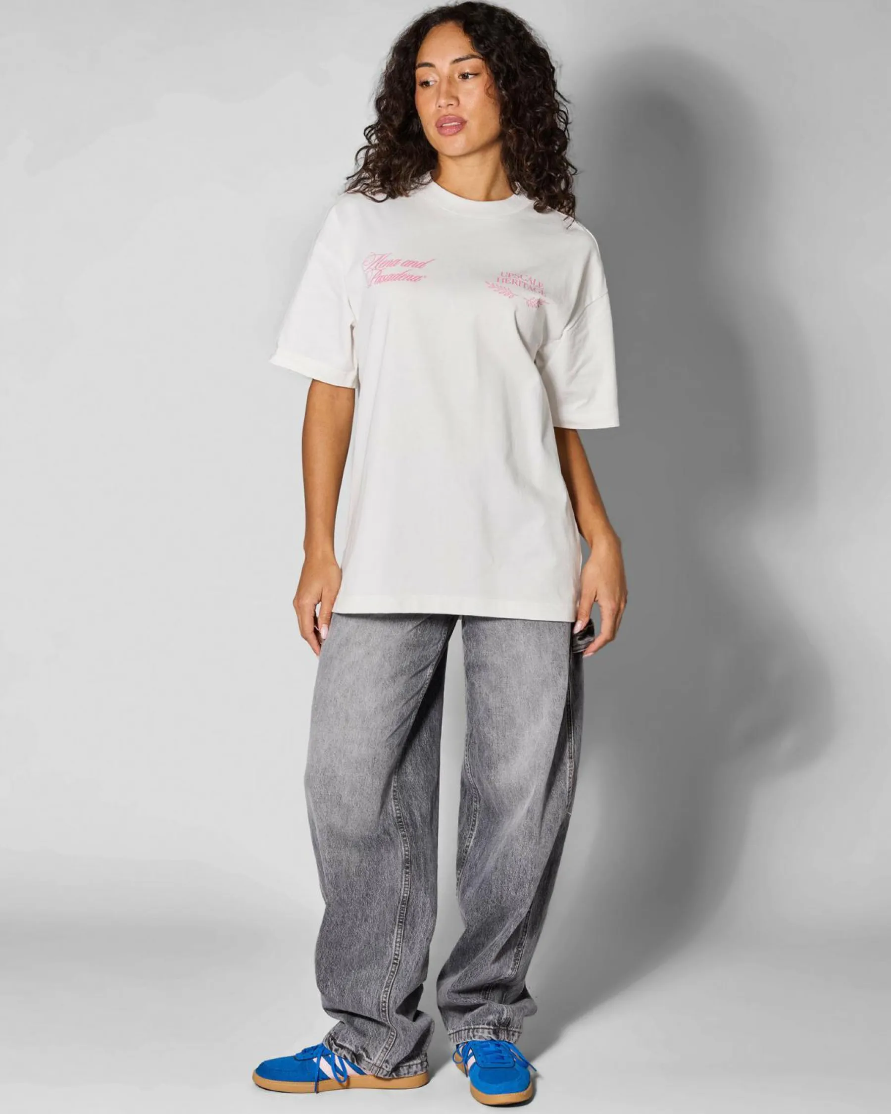 Tops*Nena & Pasadena Gentlemen Raptor Oversized T-Shirt Natural White
