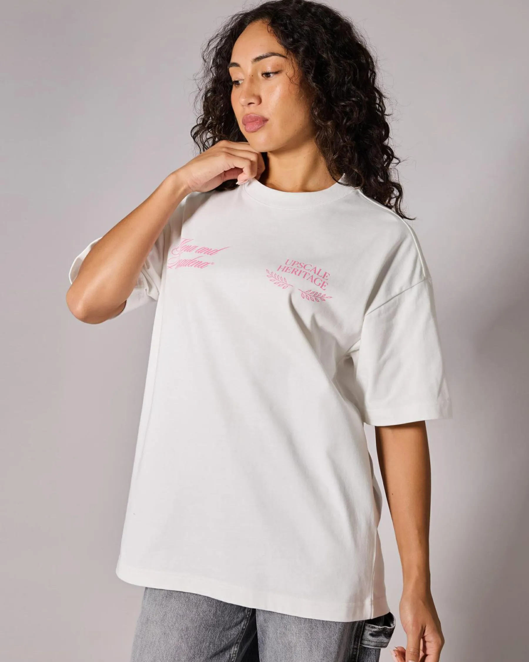 Tops*Nena & Pasadena Gentlemen Raptor Oversized T-Shirt Natural White