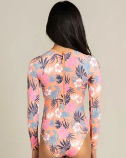 Surf|Wetsuits & Surfsuits*Roxy Girls' Active Floral Long Sleeve Surfsuit Coral Chic Call Of The Wild