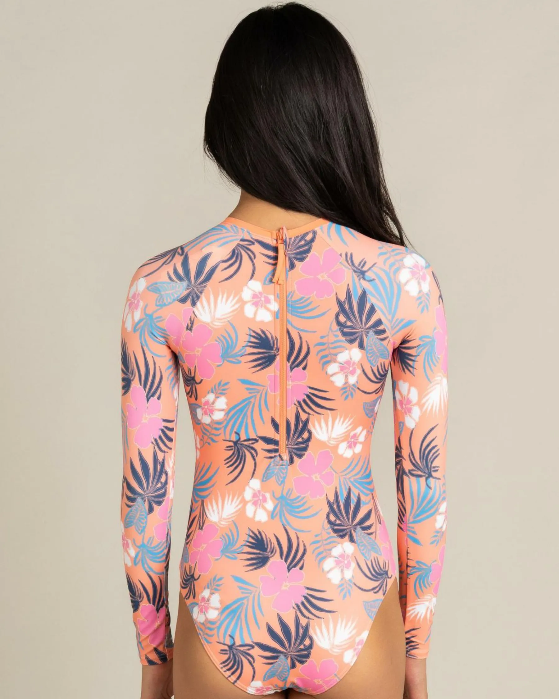 Surf|Wetsuits & Surfsuits*Roxy Girls' Active Floral Long Sleeve Surfsuit Coral Chic Call Of The Wild
