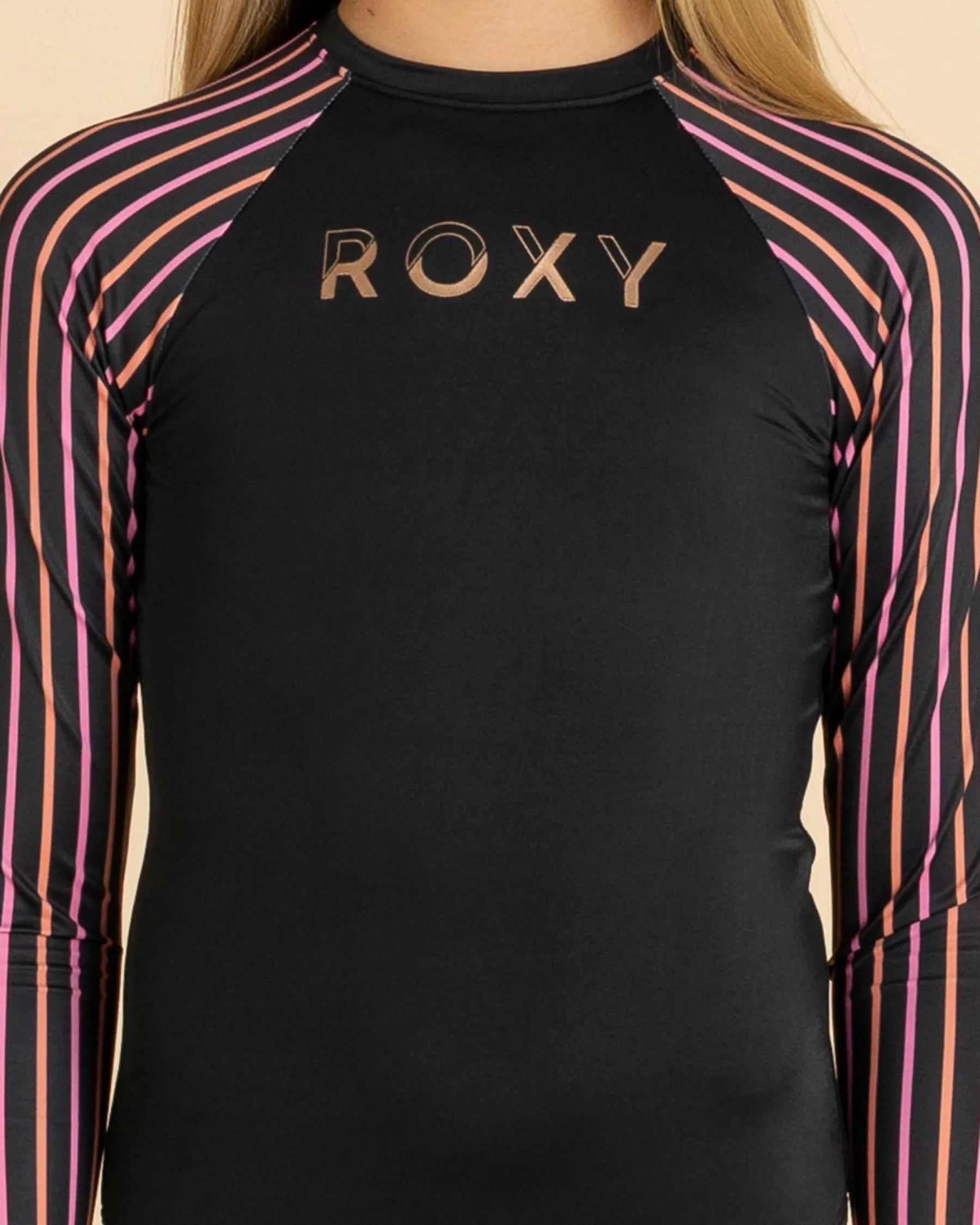 Surf|Wetsuits & Surfsuits*Roxy Girls' Active Stripe Long Sleeve Surfsuit Anthracite Bold Stripe