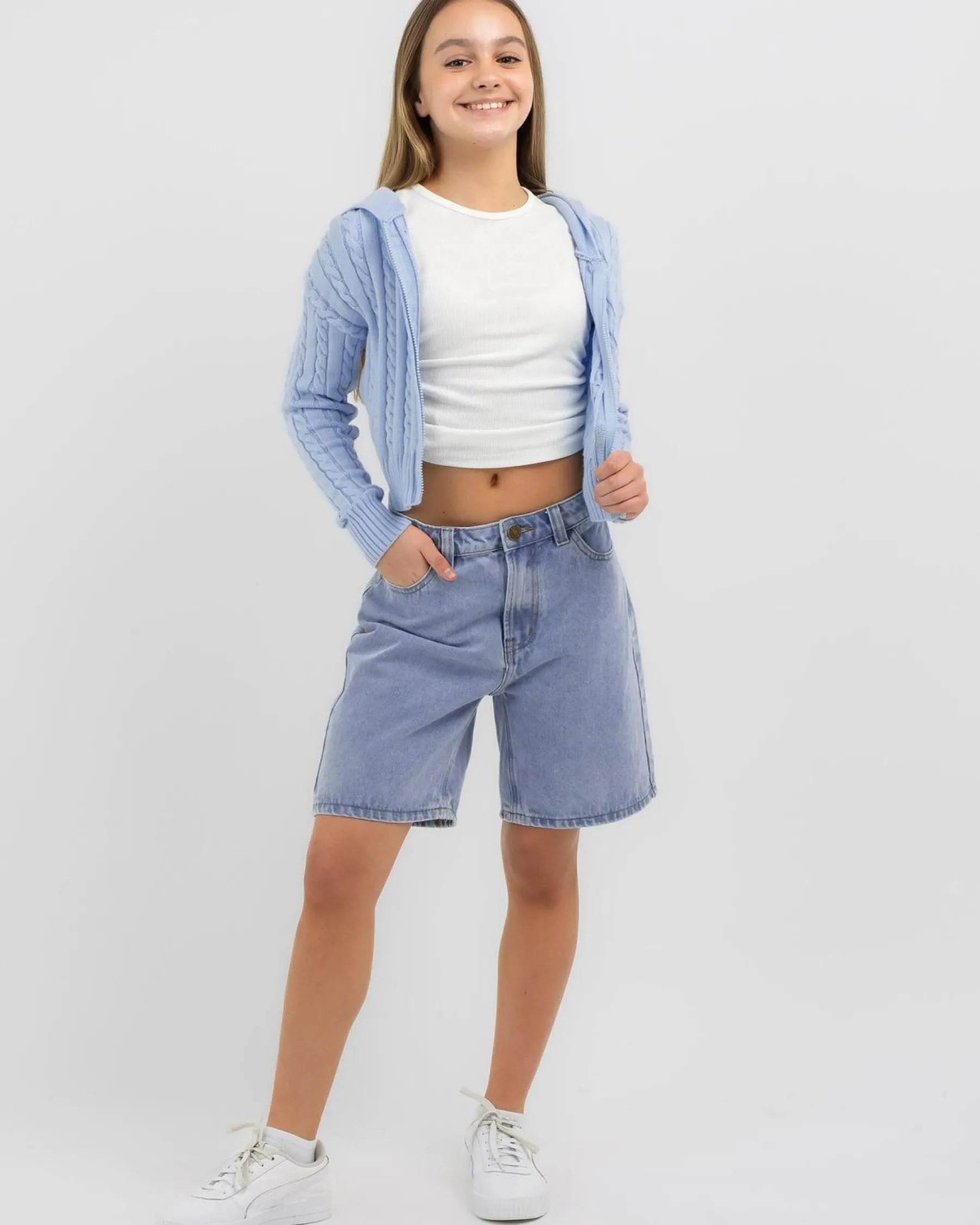 Sale Girls' Bailee Hooded Cable Knit Jumper Kids Outerwear