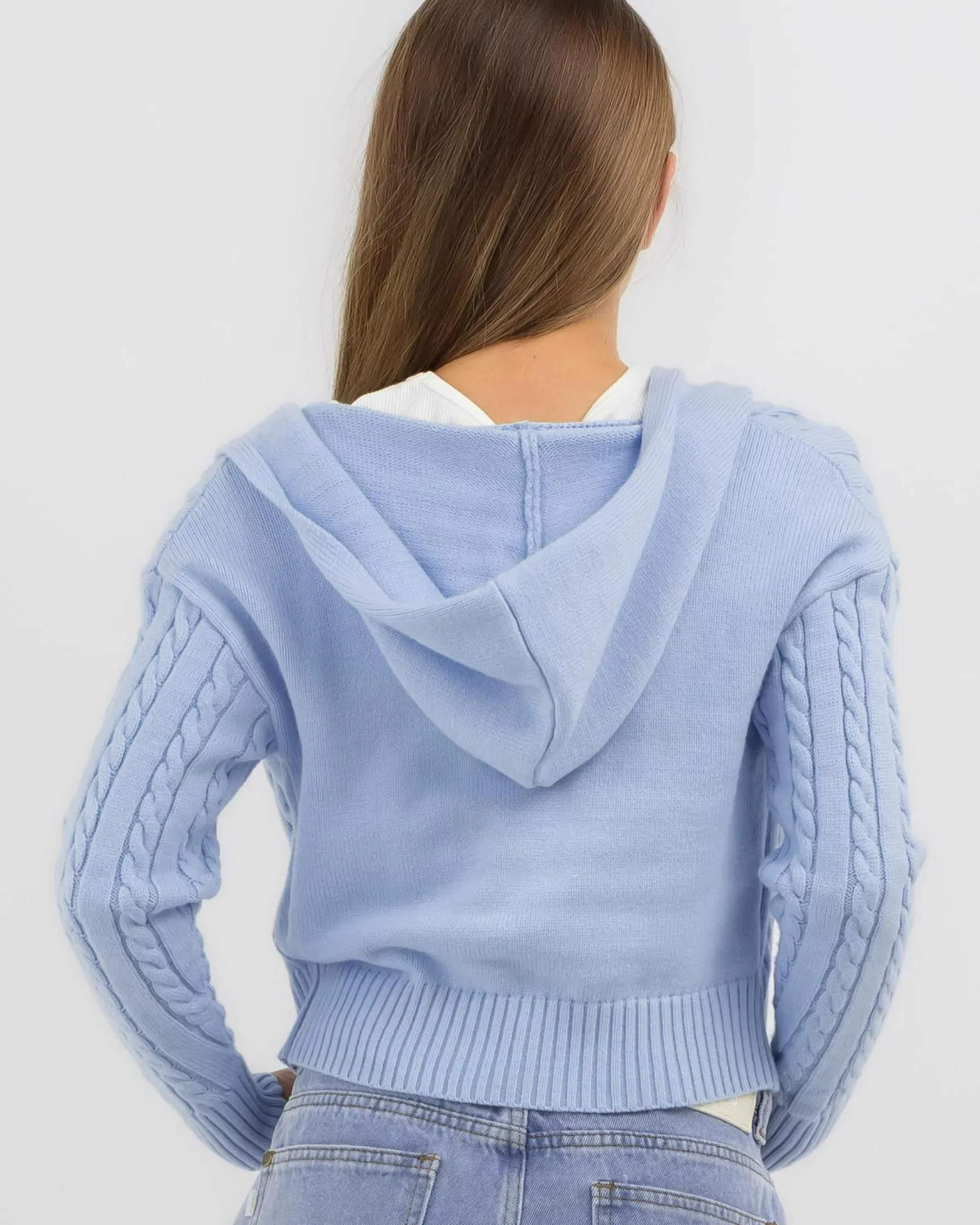 Sale Girls' Bailee Hooded Cable Knit Jumper Kids Outerwear