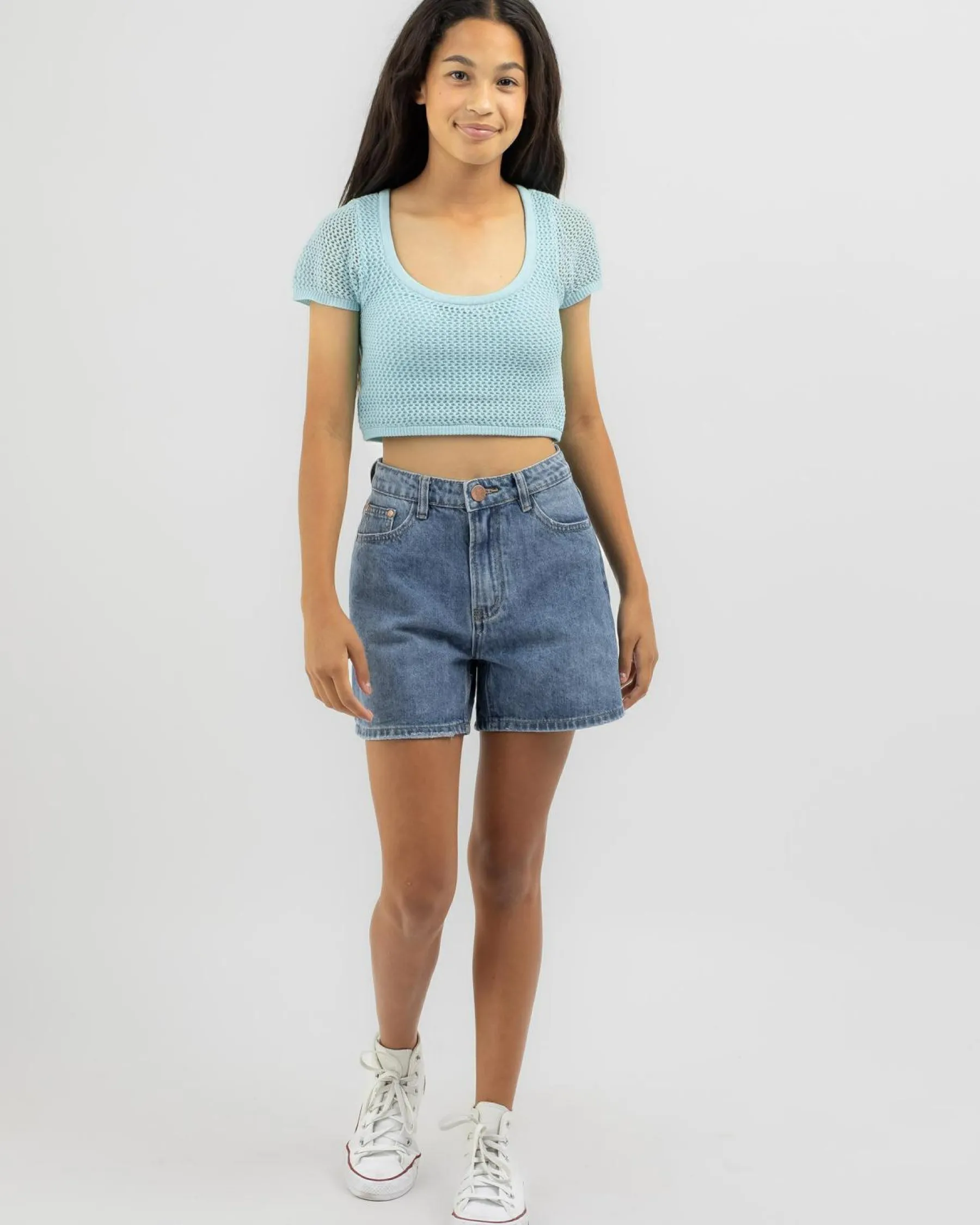 Denim|Bottoms*DESU Girls' Byron Mid Denim Shorts Dark Mid