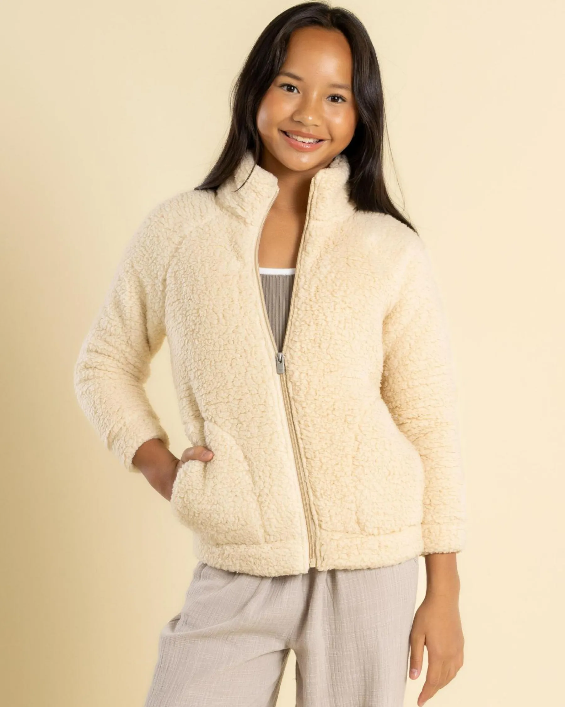 Outerwear*Roxy Girls' Castle On The Hill Jacket Parchment