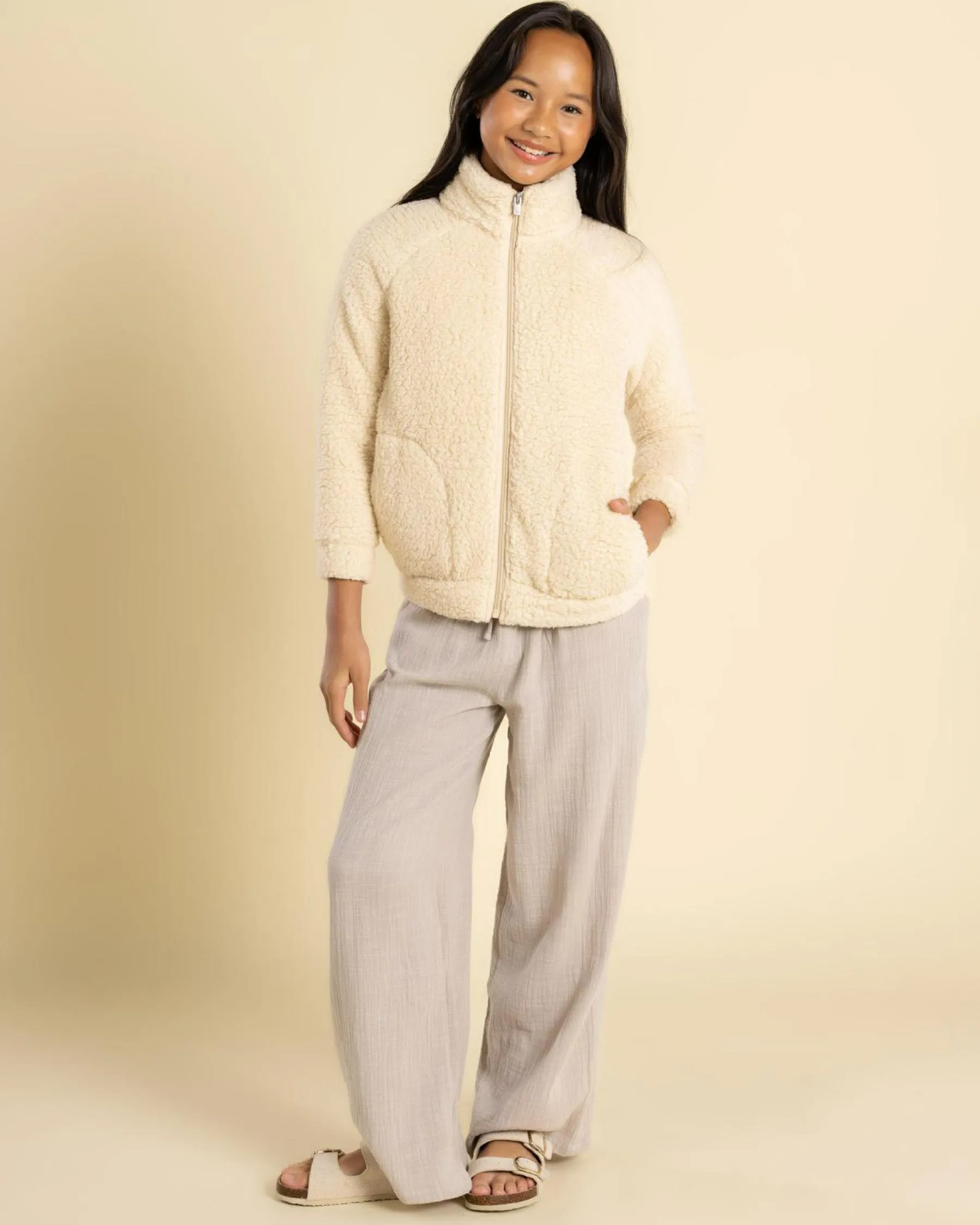 Outerwear*Roxy Girls' Castle On The Hill Jacket Parchment