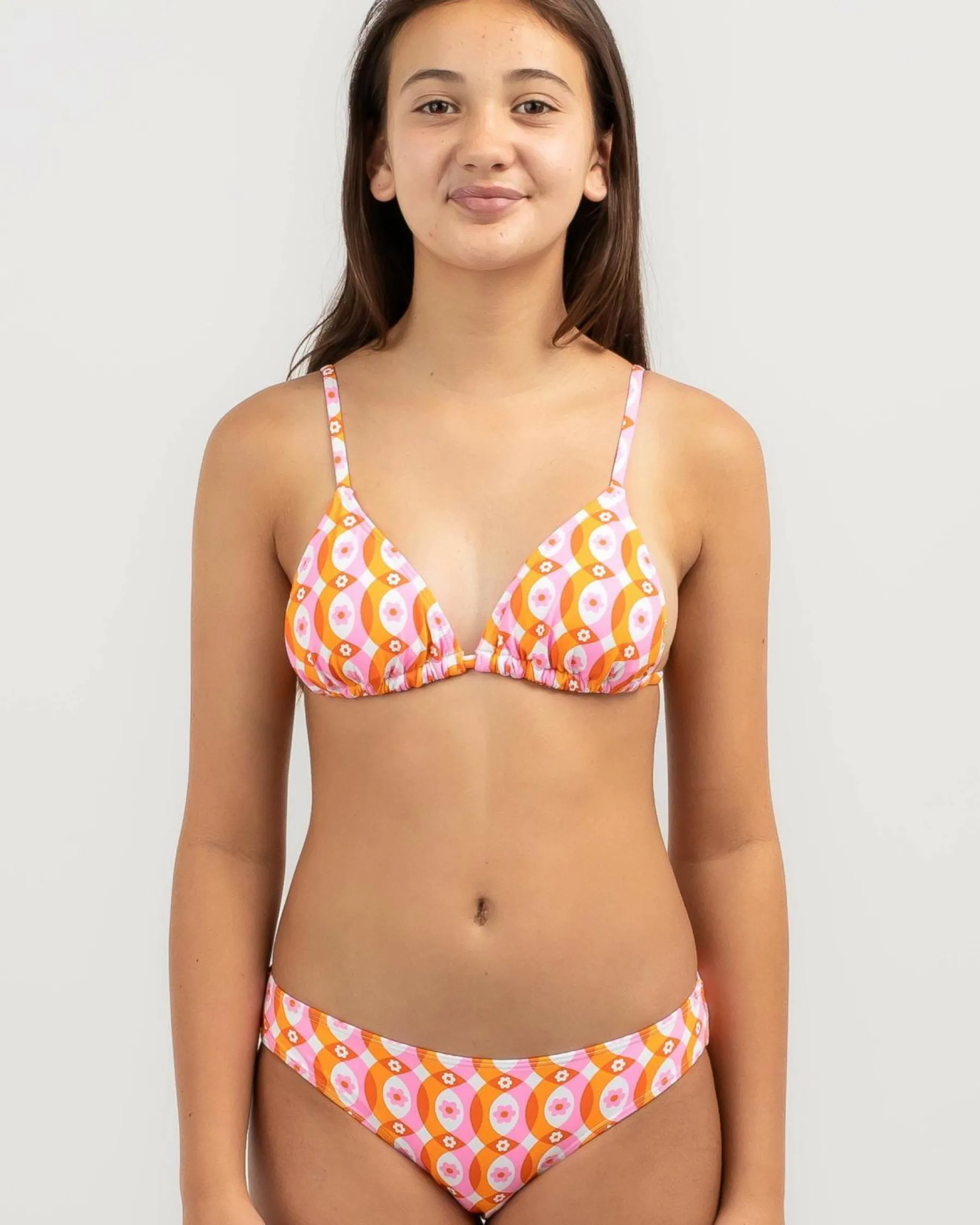 Bikinis*Topanga Girls' Christine Triangle Bikini Set Pink/orange
