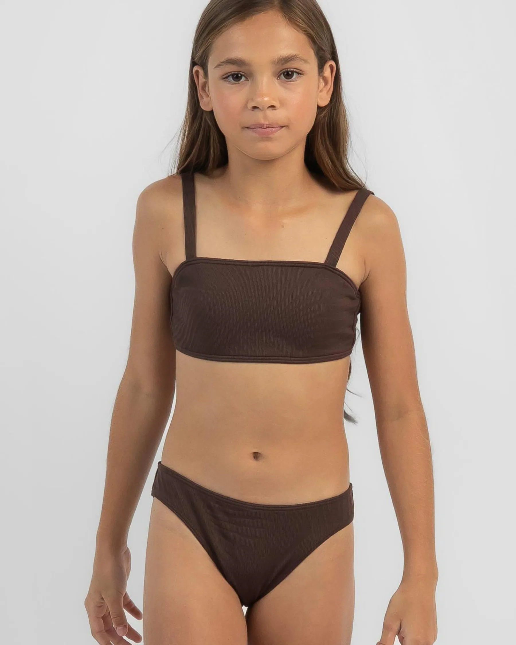 Bikinis*Topanga Girls' Claire Bandeau Bikini Set Dark Choc