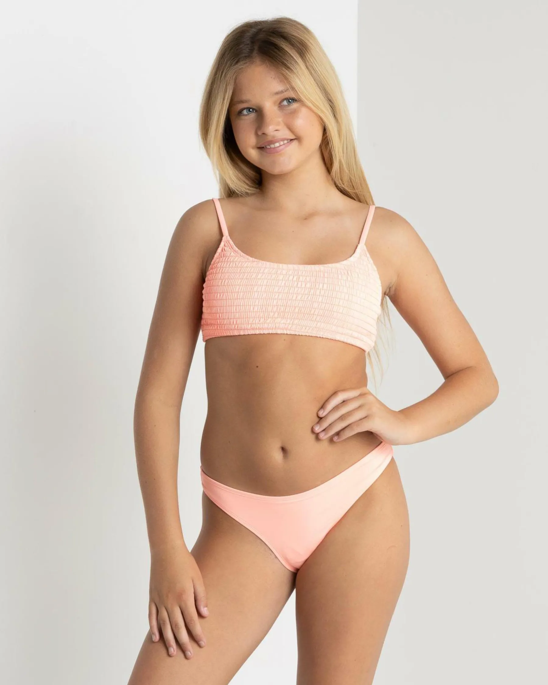 Bikinis*Topanga Girls' Della Bralette Bikini Set Peach Fuzz