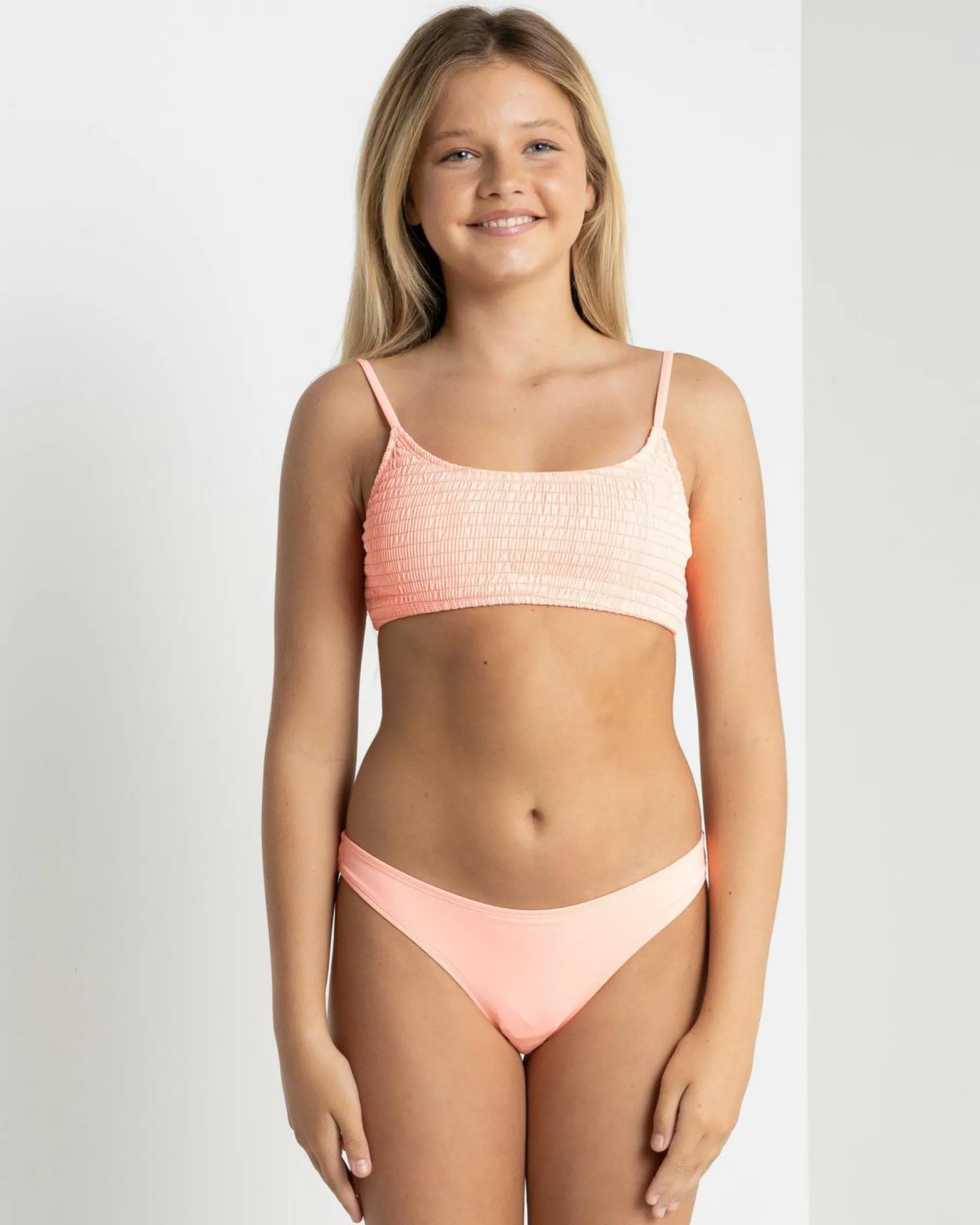 Bikinis*Topanga Girls' Della Bralette Bikini Set Peach Fuzz