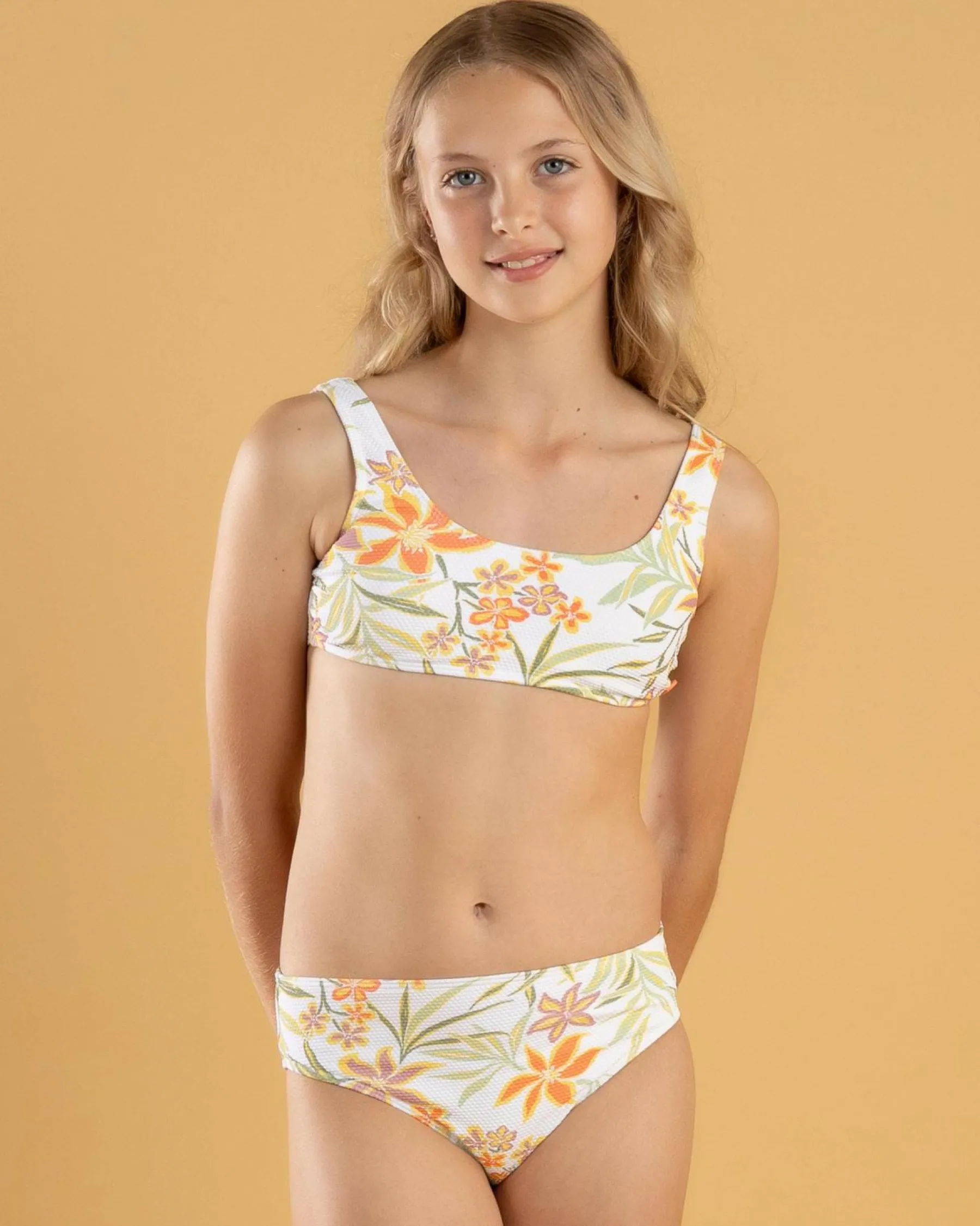 Clearance Girls' Floral Horizon Bralette Bikini Set Kids Bikinis