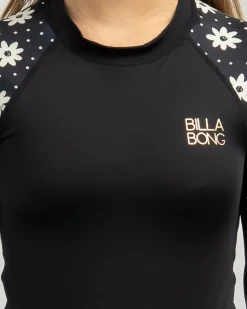 One Pieces*Billabong Girls' Flowers In The Sky Long Sleeve Surfsuit Black