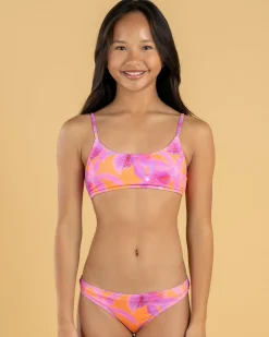 Bikinis*Topanga Girls' Haven Bralette Bikini Set Orange/fuschia