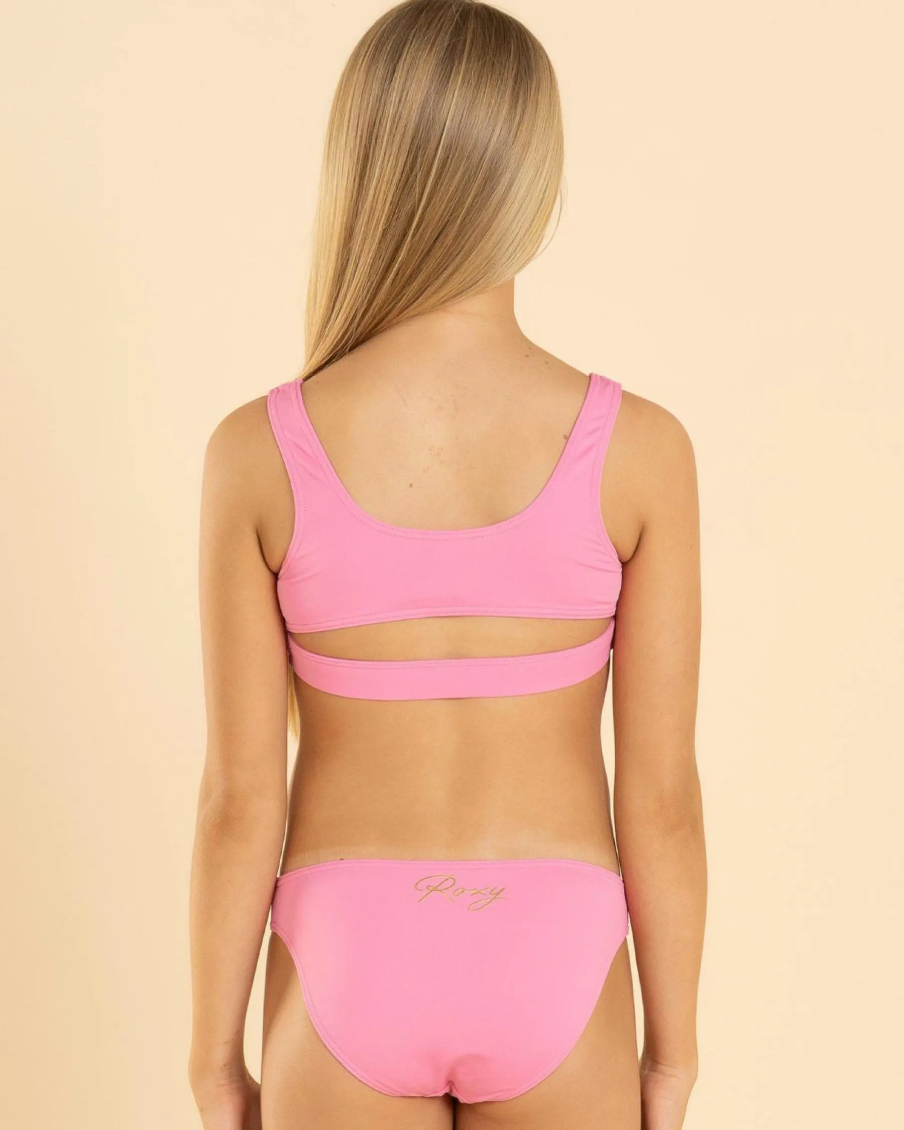 Bikinis*Roxy Girls' Hibiscus Bralette Bikini Set Pink Cosmos