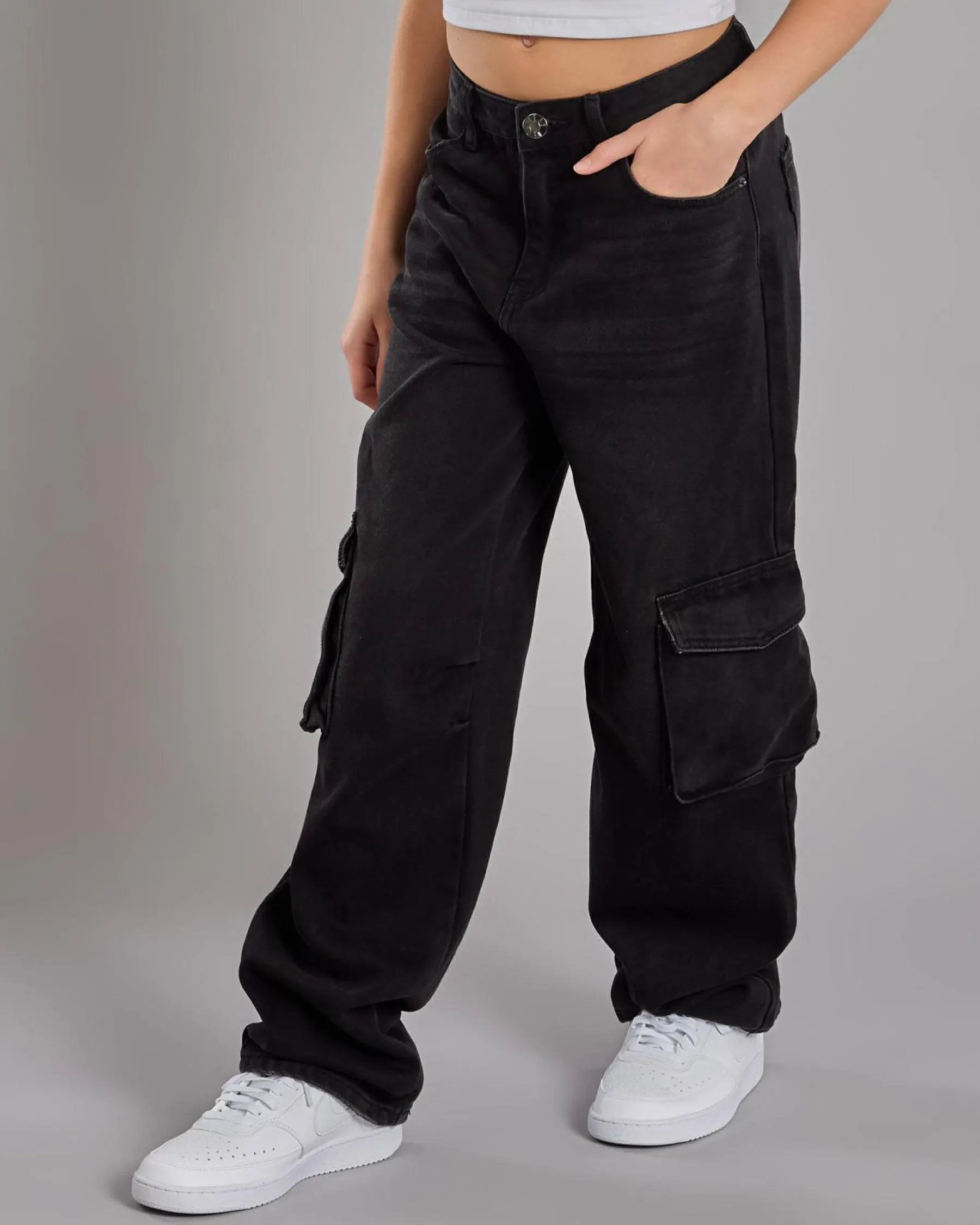 New Girls' Juno Cargo Jeans Kids Jeans|Denim