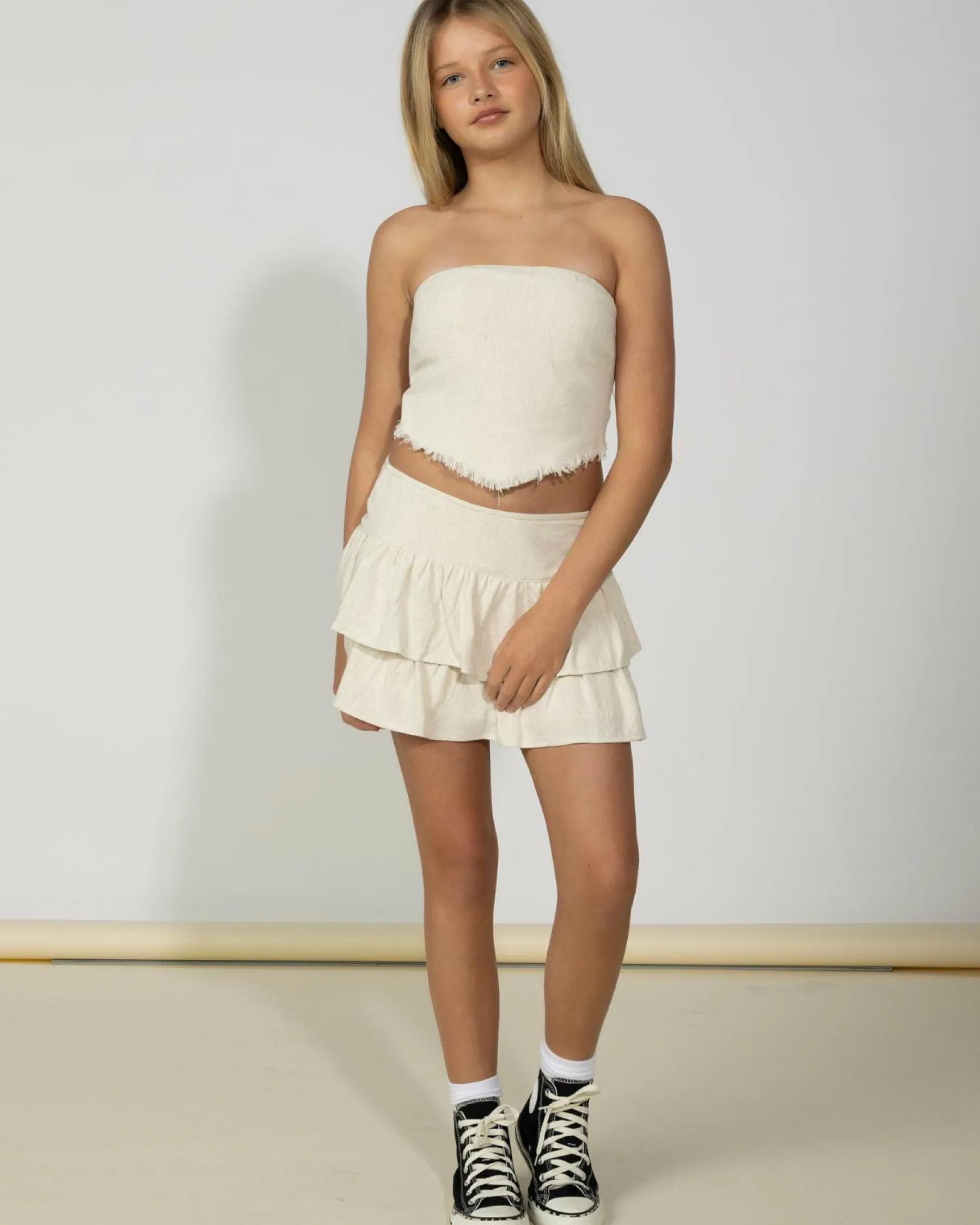 Bottoms*Mooloola Girls' Lila Dallis Skirt Natural Salt & Pepper