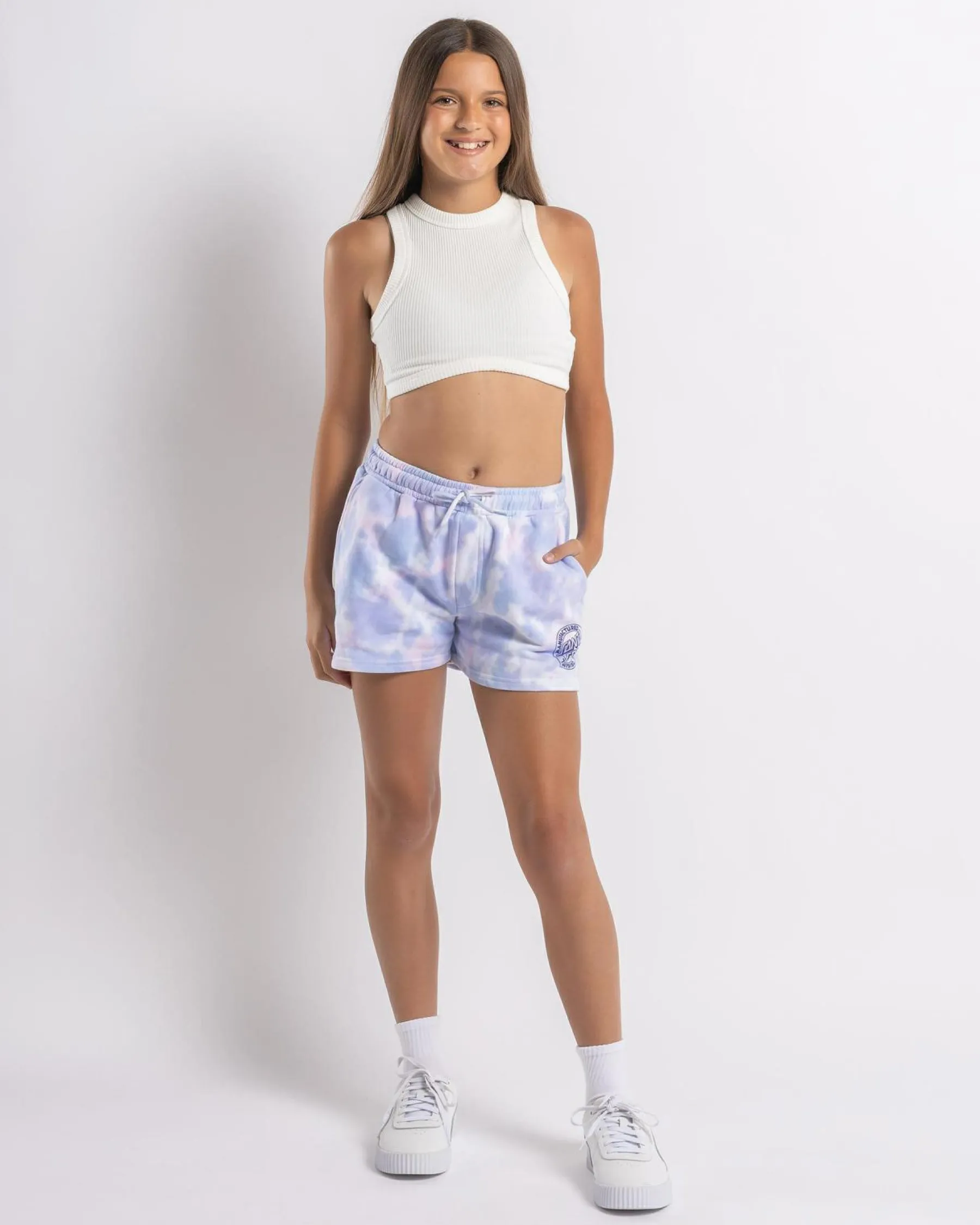 Bottoms*Santa Cruz Girls' MFG Dot Mono Shorts Pale Pink Tie Dye