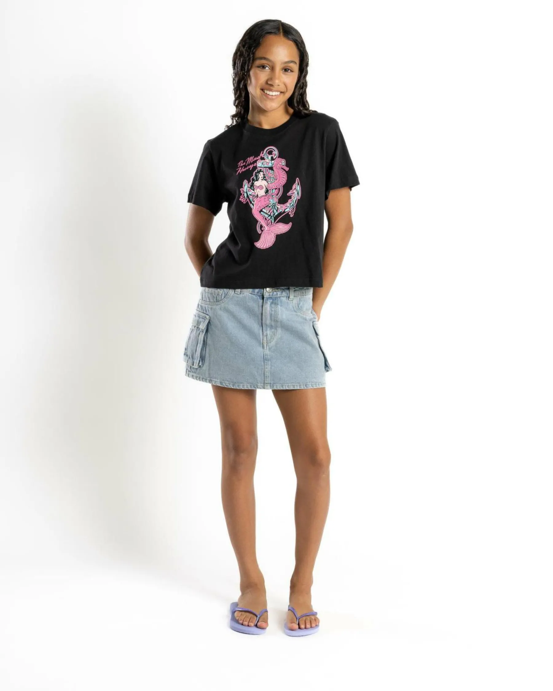 Online Girls' Seahorse Anchor Boxy T-Shirt Kids Tops
