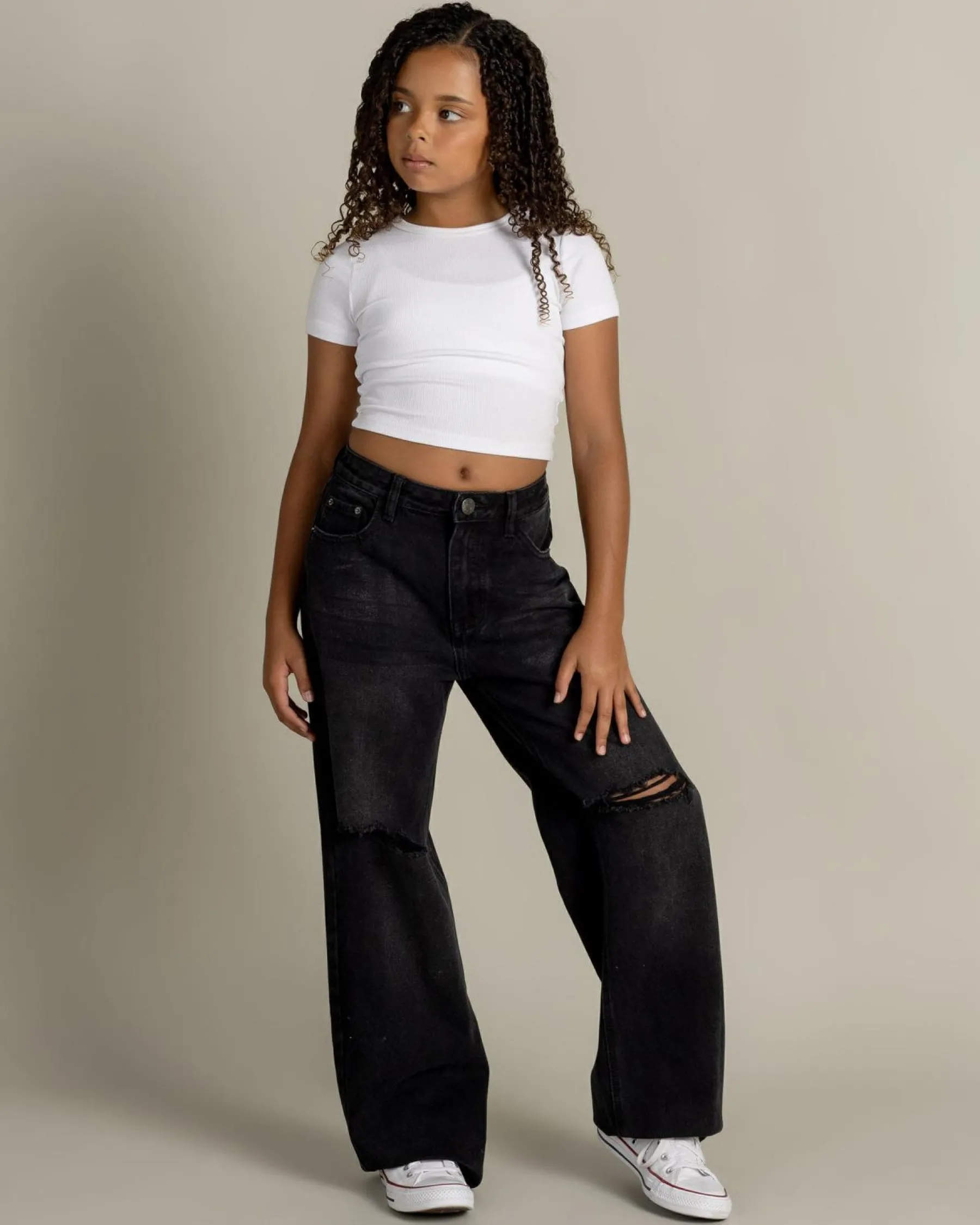 Jeans|Denim*DESU Girls' Stones Straight Leg Jeans Distressed Black
