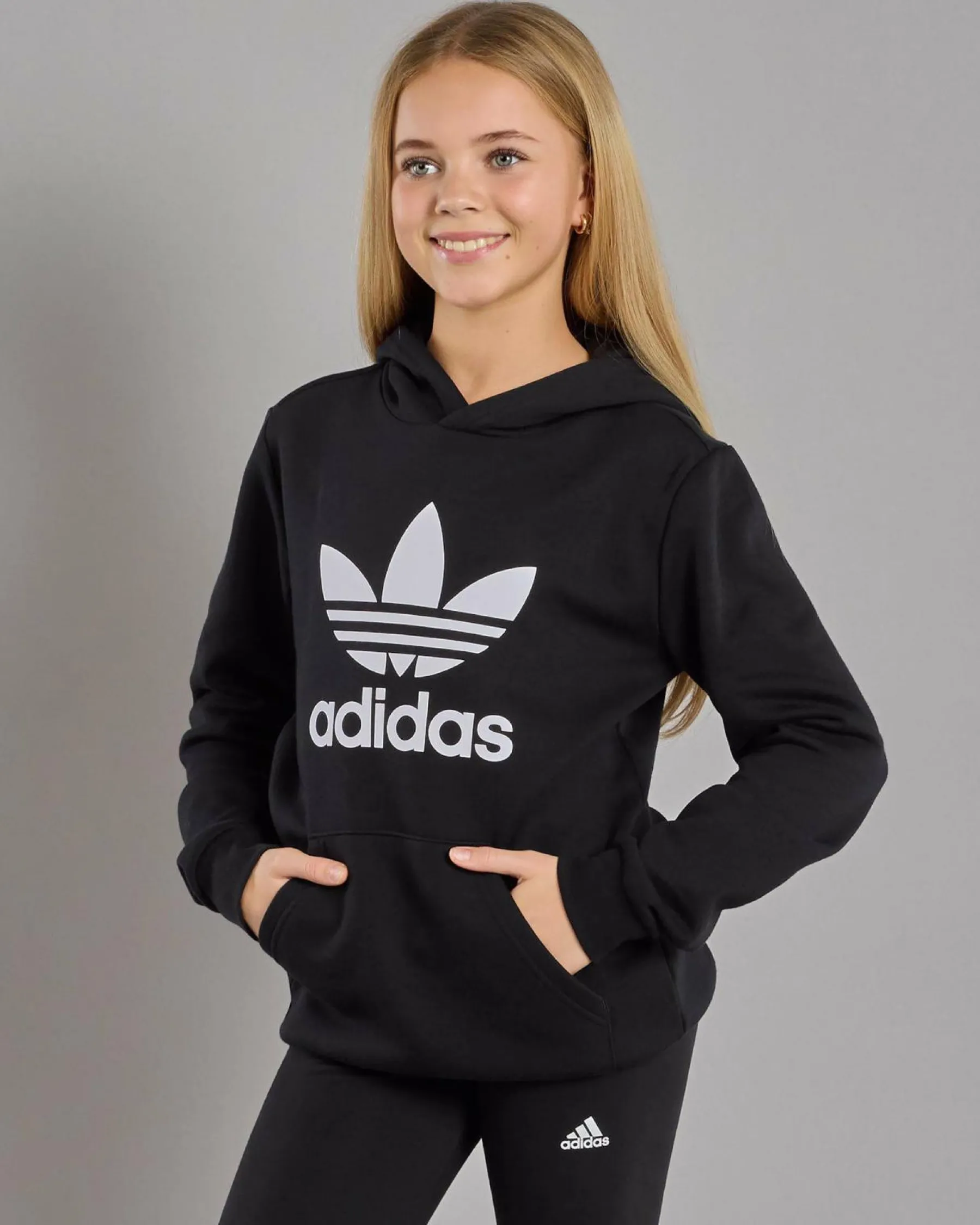 Outerwear*adidas Girls' Trefoil Hoodie Black