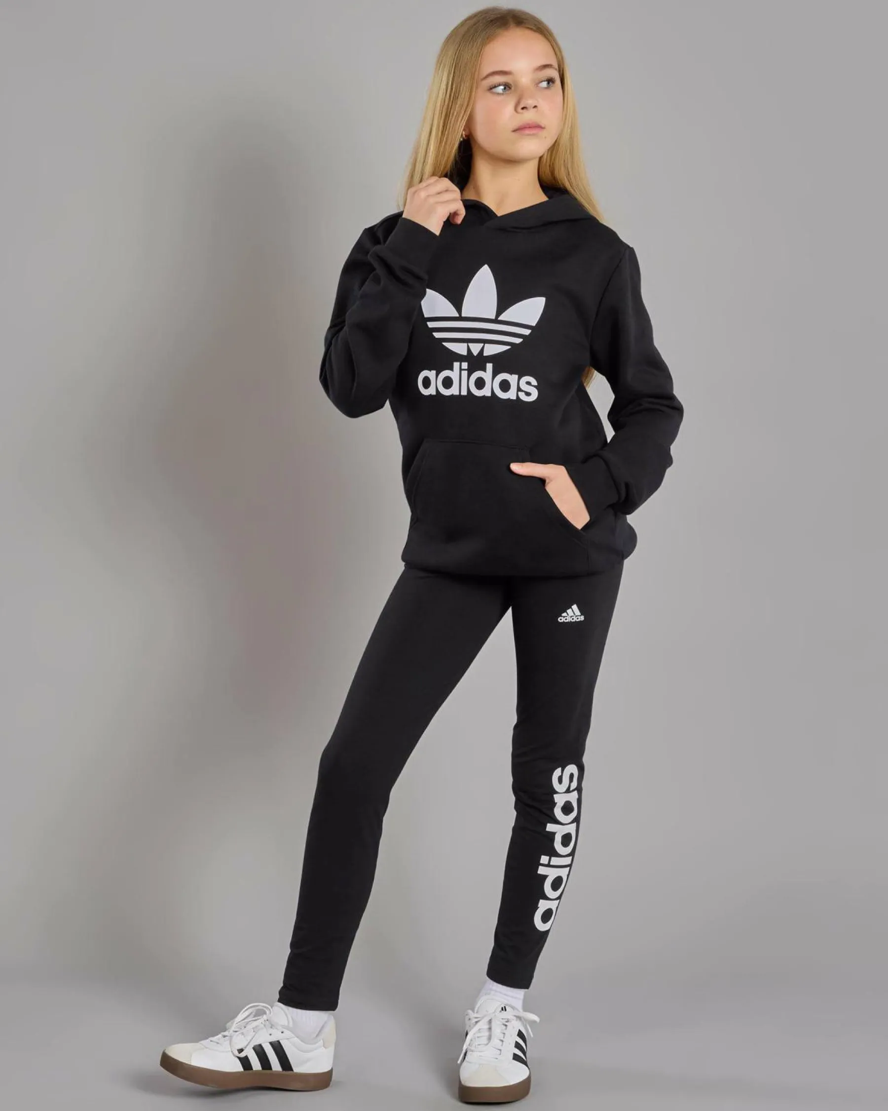 Outerwear*adidas Girls' Trefoil Hoodie Black