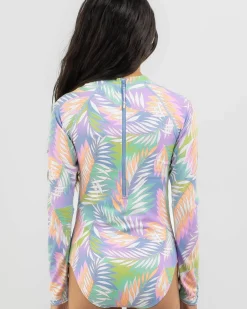 Sale Girls' Tropical Dayz Long Sleeve Surfsuit Kids One Pieces