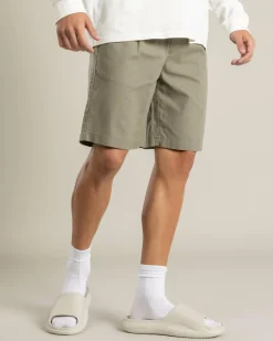 Shorts & Bottoms|Linen Blend*Lucid Harmonic Walk Shorts Olive