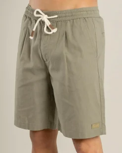 Shorts & Bottoms|Linen Blend*Lucid Harmonic Walk Shorts Olive