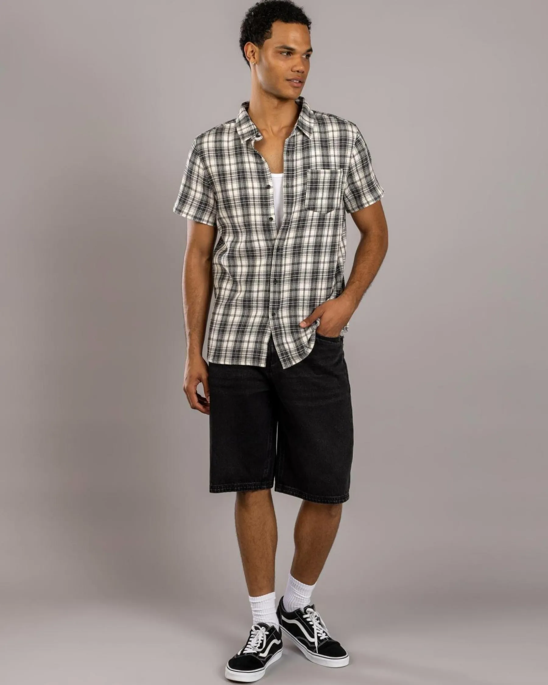 Tops & T-Shirts*Dexter Haunt Short Sleeve Shirt Black/grey Check