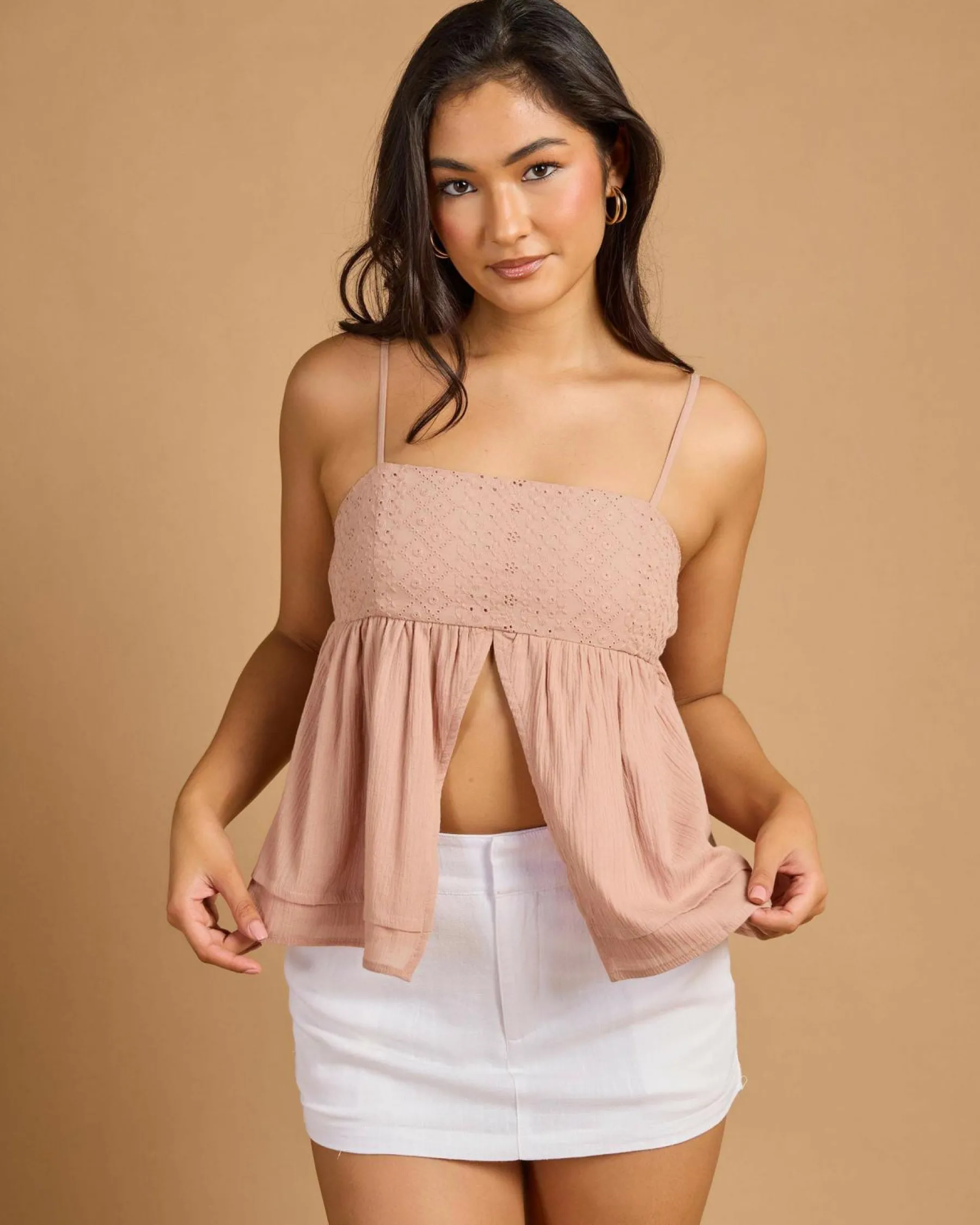 New Heather Split Front Top Women Tops