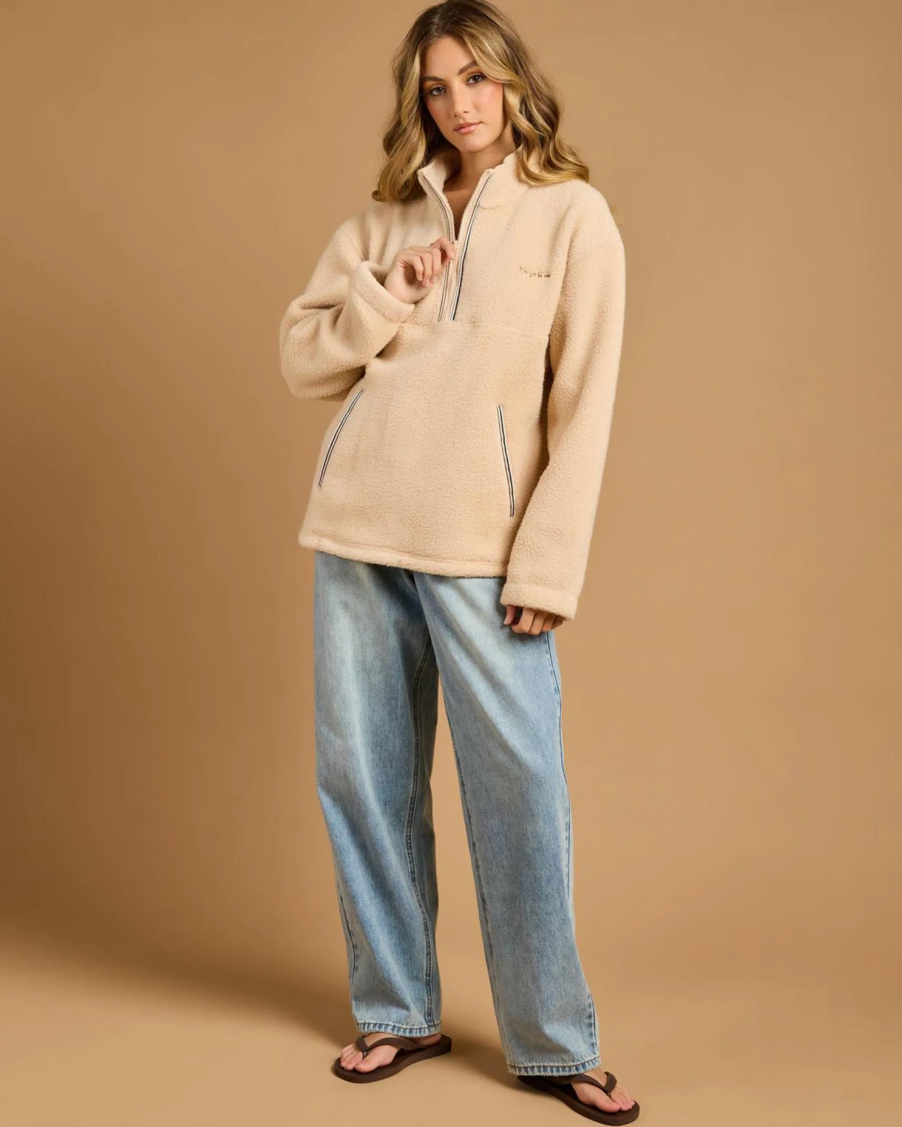 Jumpers & Hoodies*Rhythm Heritage 1/4 Zip Sweatshirt Oat