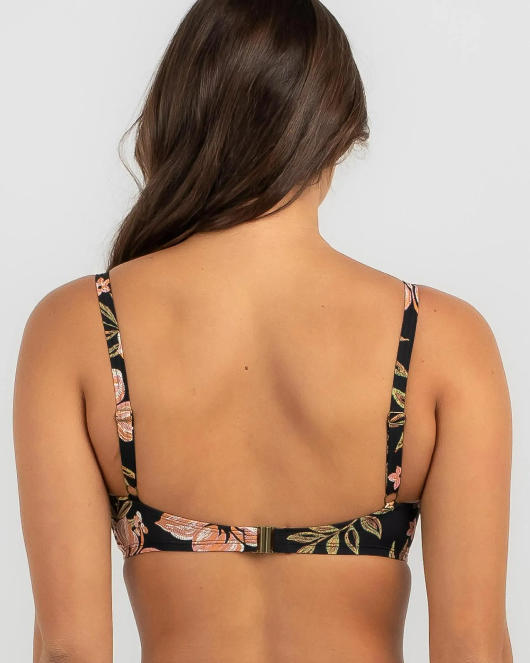 Bikinis*Billabong Hooked On Tropics Mia DD Bikini Top Black