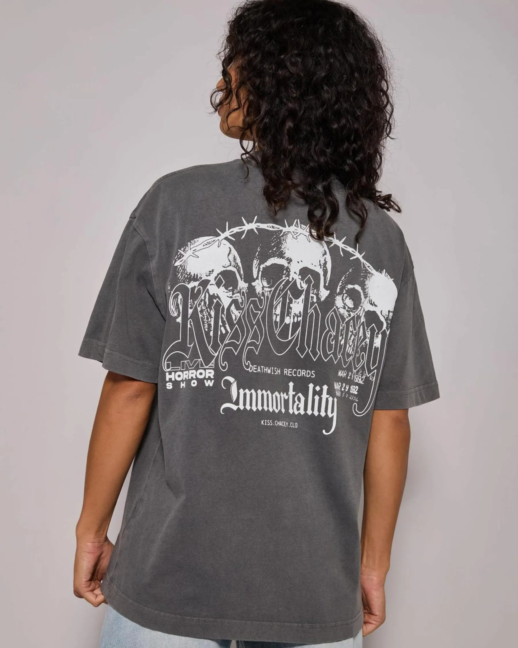 Tops*Kiss Chacey Immortal Street Oversized T-Shirt Mineral Steel Grey