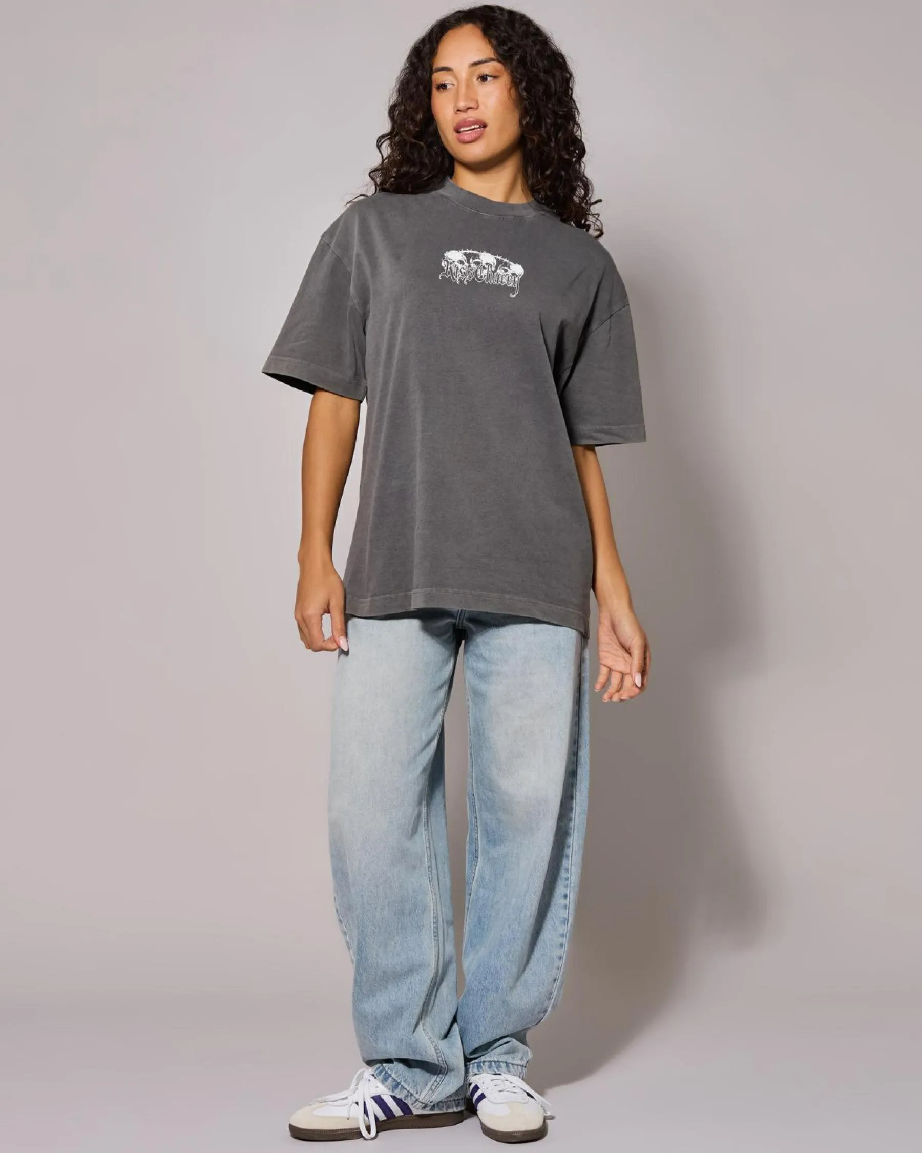 Tops*Kiss Chacey Immortal Street Oversized T-Shirt Mineral Steel Grey